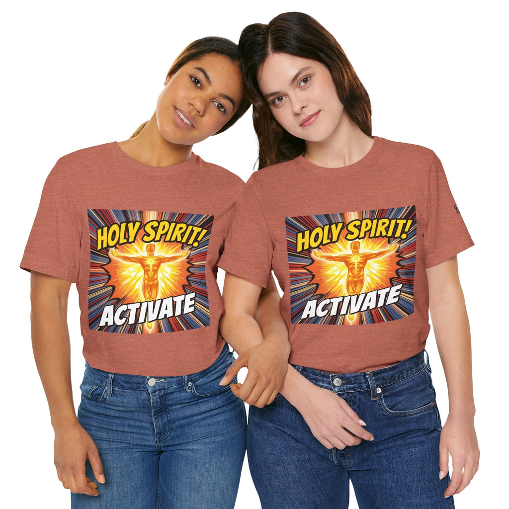 Holy Spirit Activate T-shirt – Superhero Christian T-shirt with Vibrant Power-Up Design for Faith-Fueled Boldness Printify