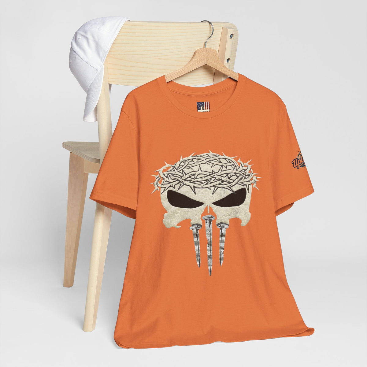 Christian Skull T-shirt - Crown of Thorns & Nails - Warrior Faith T-shirt Printify