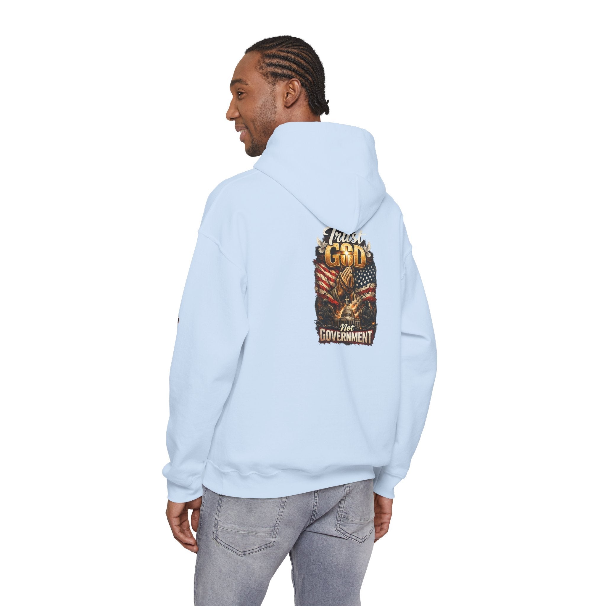 Trust God Not Government Hoodie — Vintage Patriotic Christian Hoodie Printify