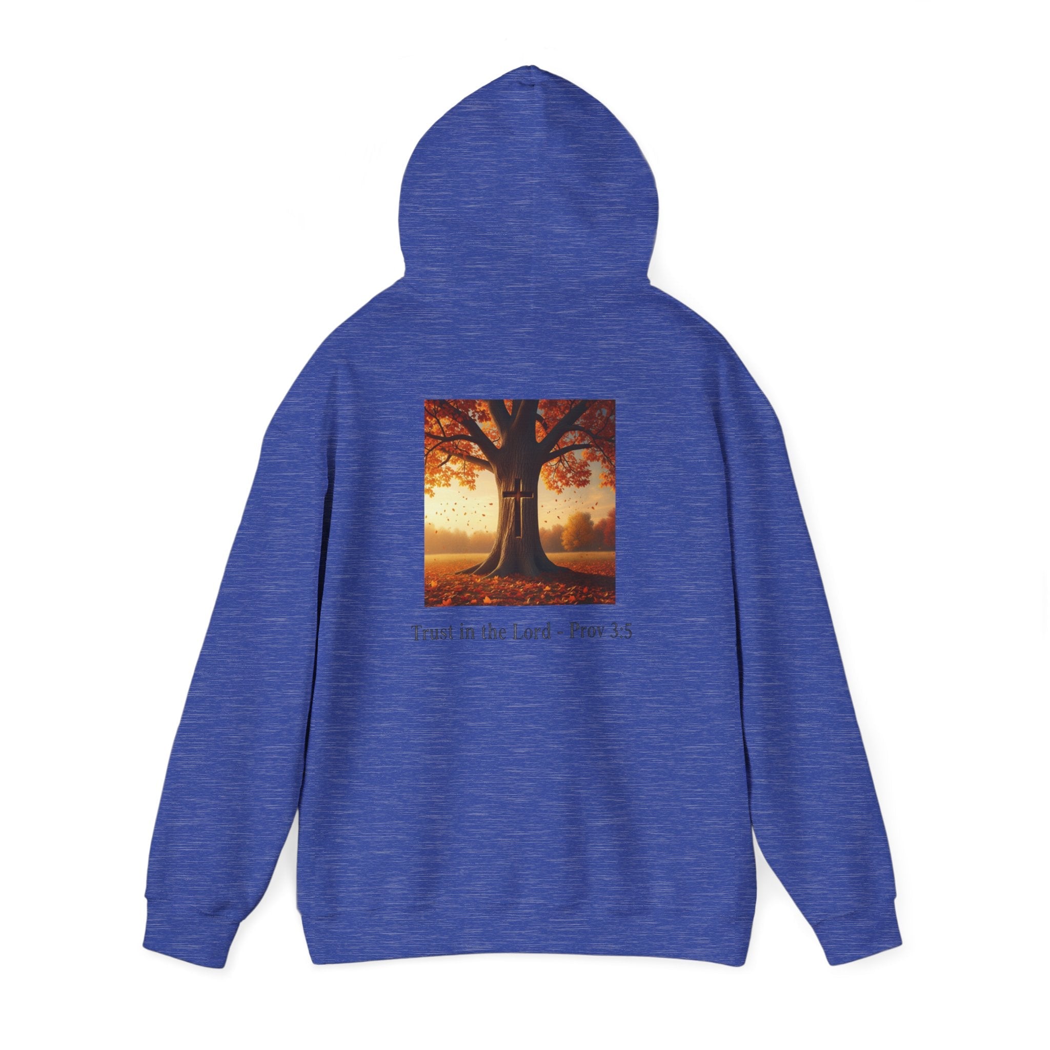Trust in the Lord Hoodie – Autumn Tree Proverbs 3:5 Christian Hoodie for Cozy Faith Printify