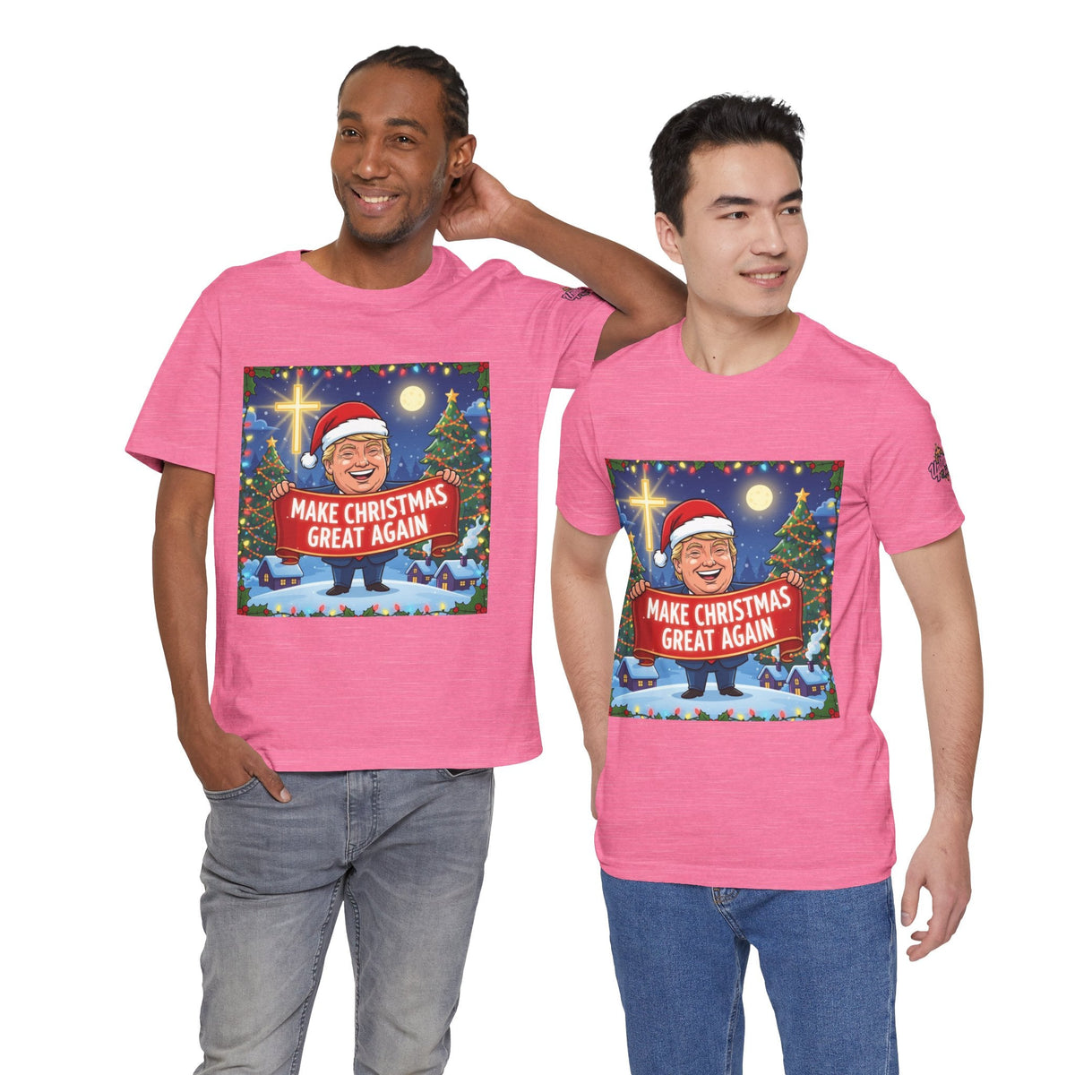 🎄 Make Christmas Great Again – Patriotic Christian Christmas T-Shirt | Bold Holiday Faith Tee | Red & White Banner Design | Uplifted Gear Printify