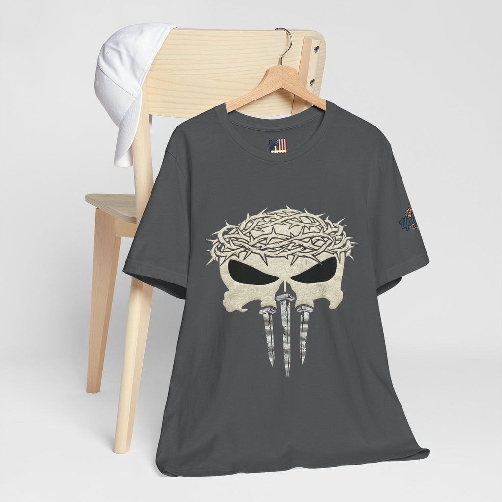 Christian Skull T-shirt - Crown of Thorns & Nails - Warrior Faith T-shirt Printify