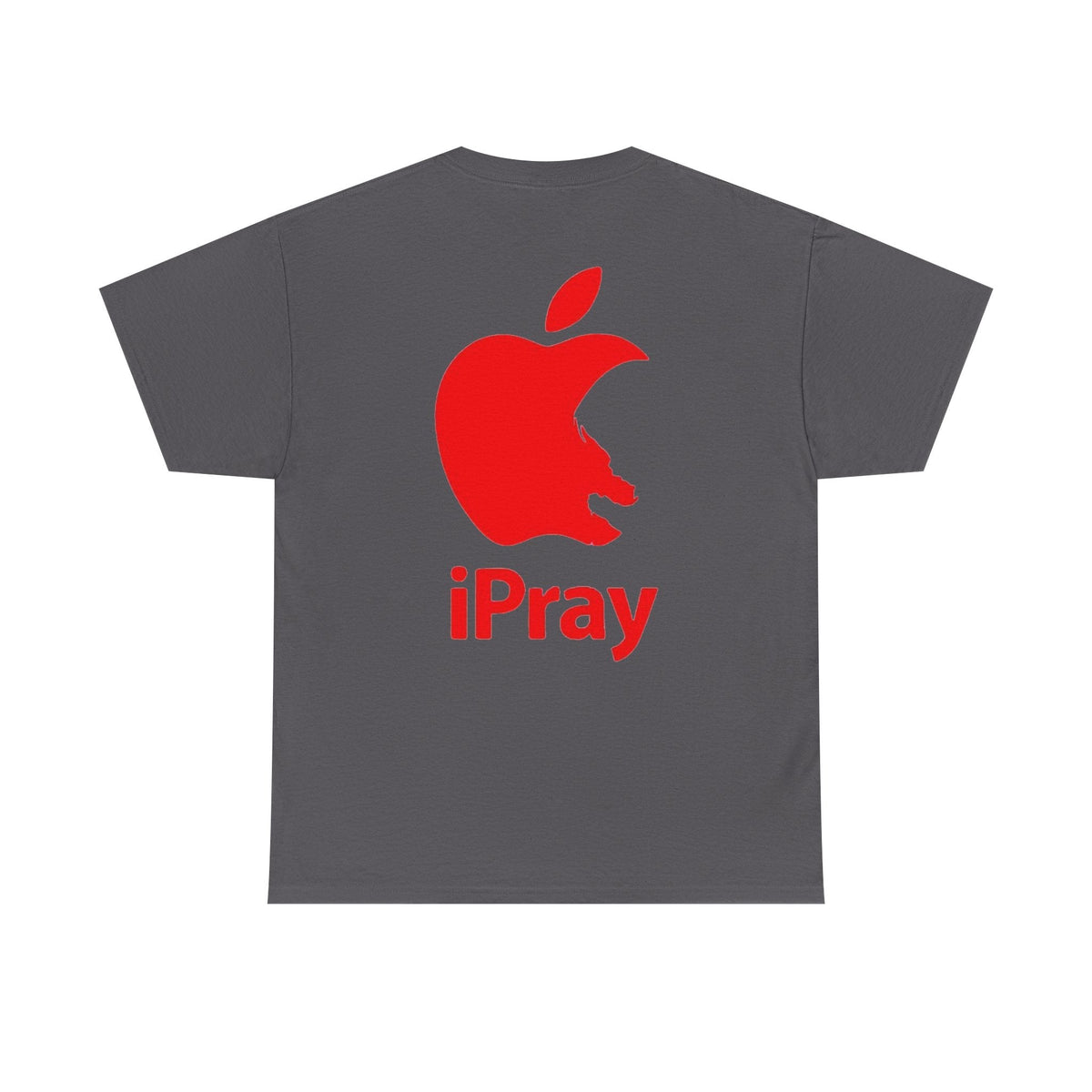 iPray Apple Logo Tee — Funny Christian T-Shirt (Minimal Red Apple Graphic) Printify