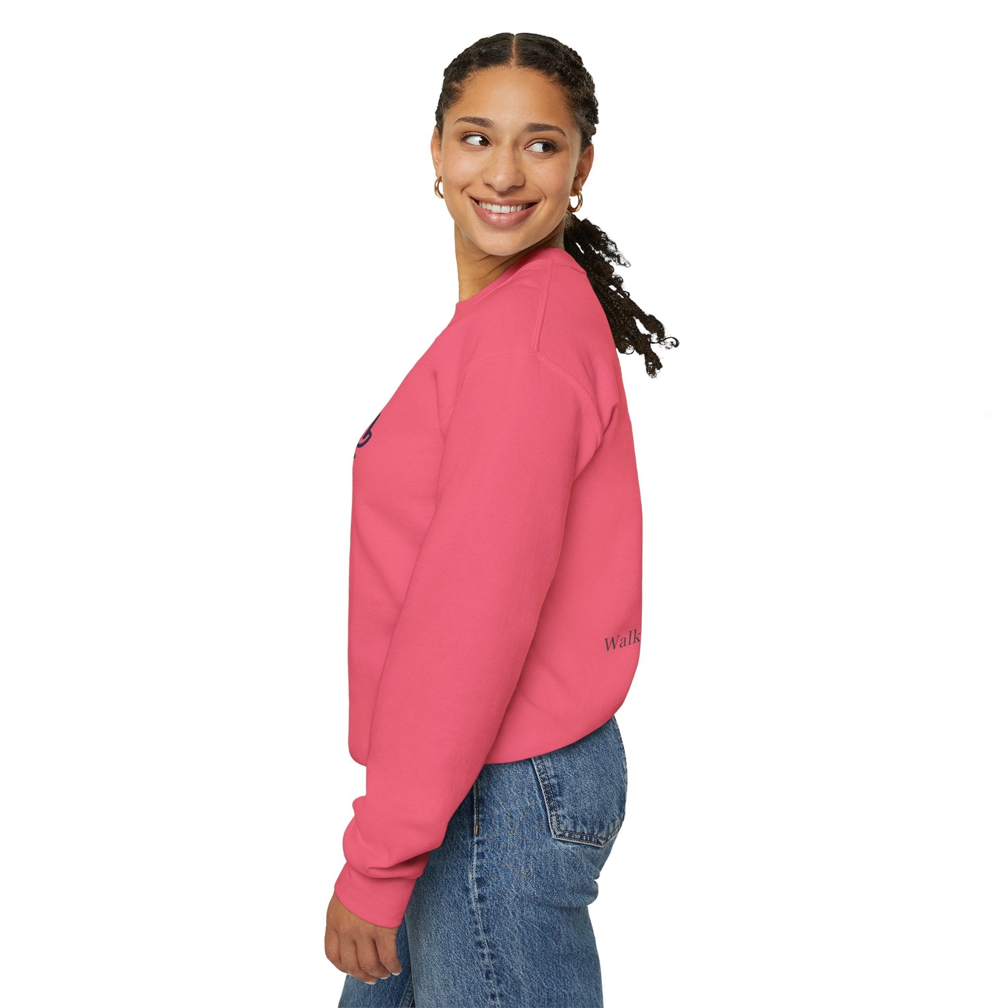 Walk by Faith Sweatshirt – Cross & Footprints Christian Sweatshirt for Cozy Inspiration Printify