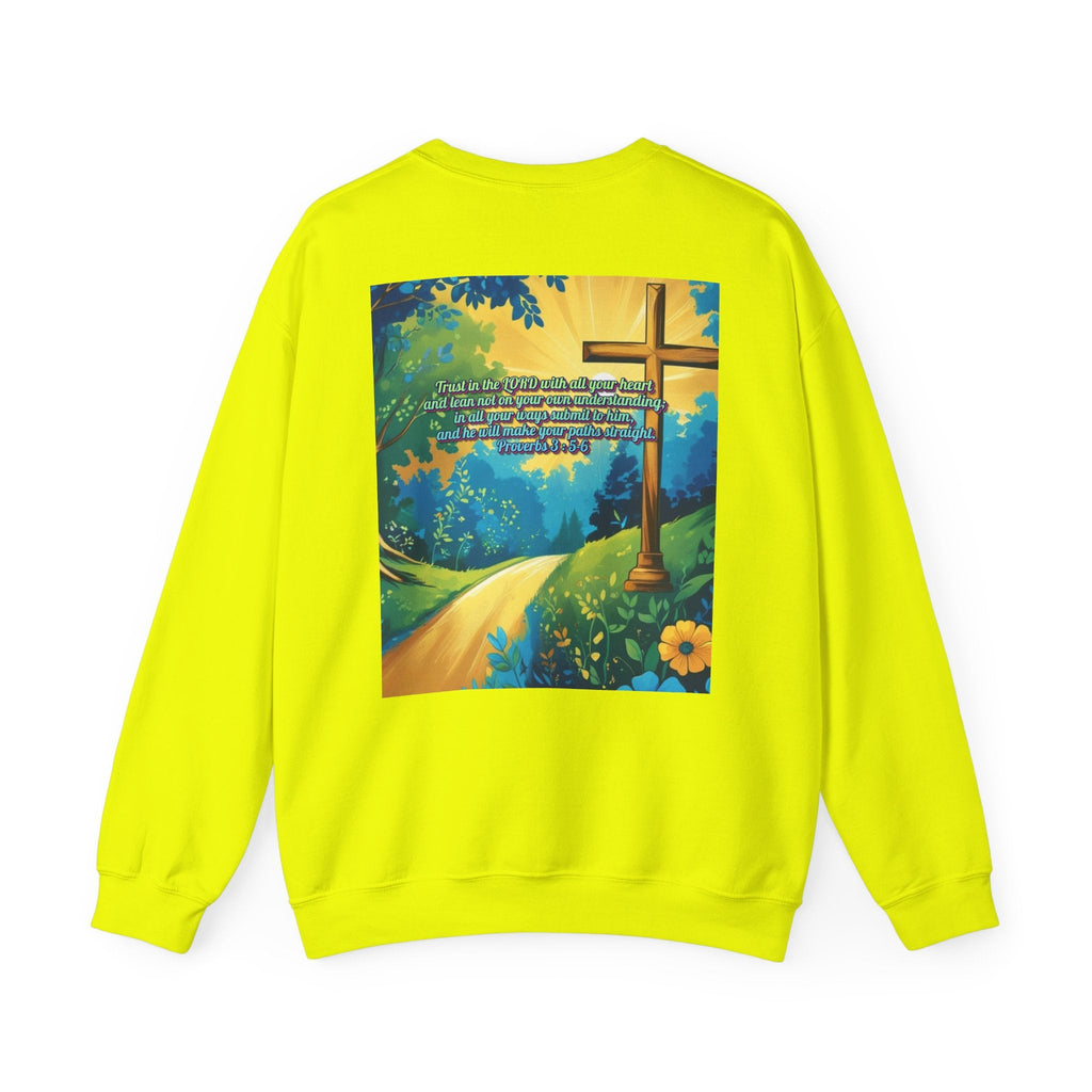 Trust in The Lord Proverbs 3:5-6 Biblical Design Crewneck Sweatshirt Printify