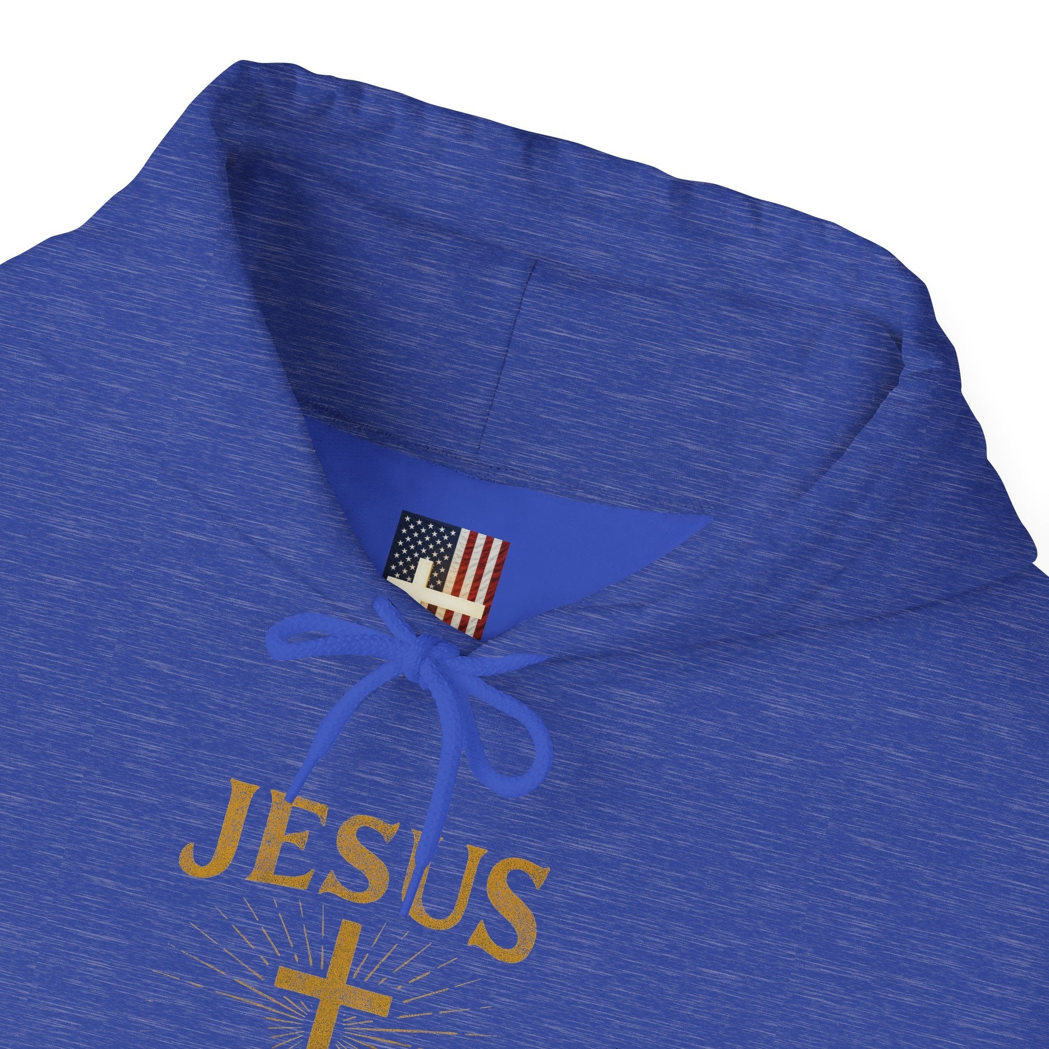 Jesus Saves Hoodie – Radiant Cross & Rays of Light Christian Sweatshirt for Eternal Hope & Faith Printify