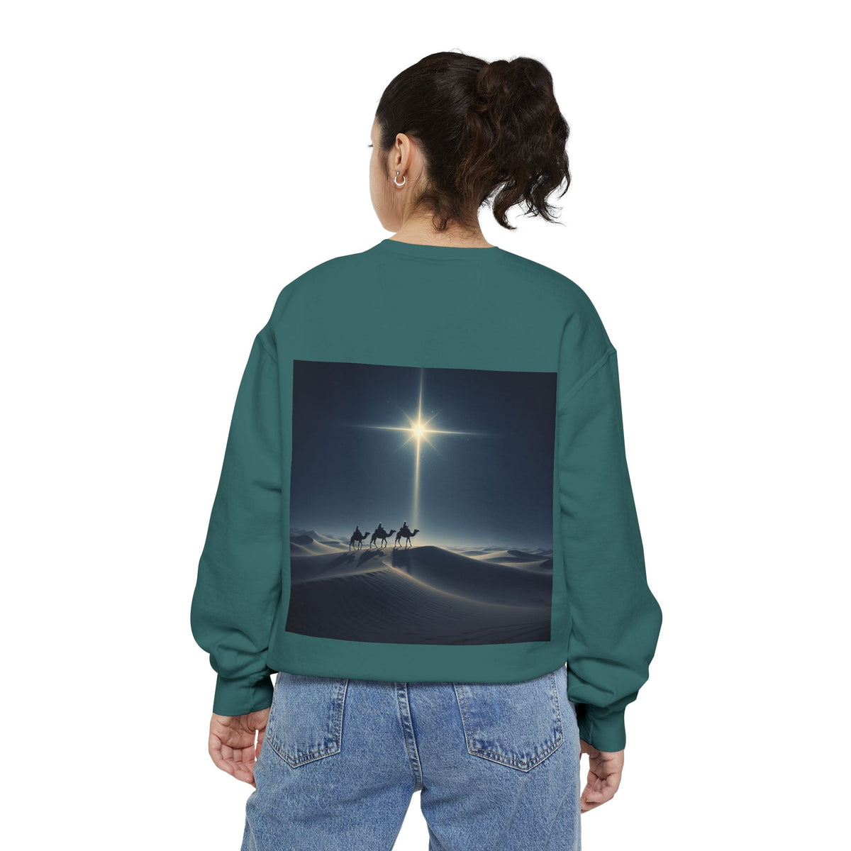 3 Wise Men Sweatshirt – Magi Camels Nativity Journey Christian Christmas Sweatshirt for Epiphany Faith & Holy Night Printify
