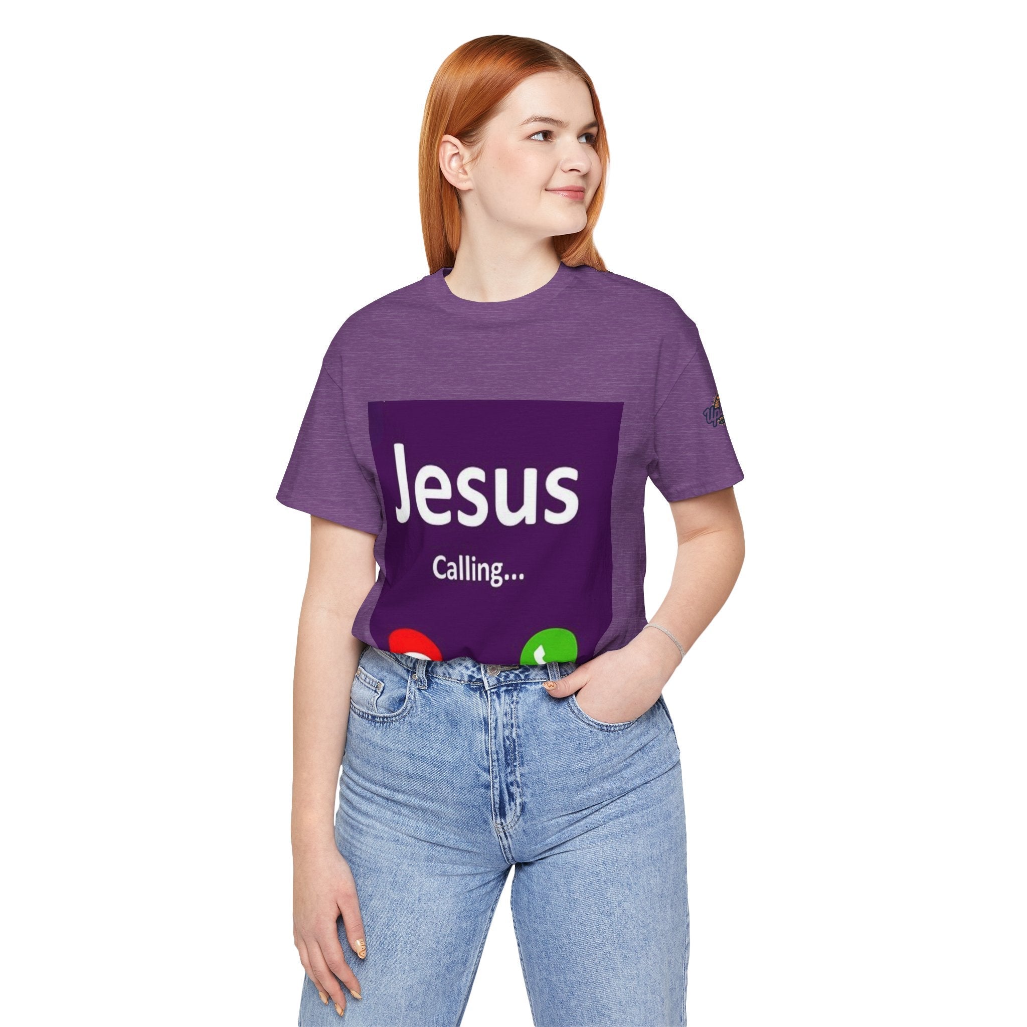 Jesus Calling T-shirt – Funny Cell Phone Screen Christian T-shirt for Divine Connection & Faith Humor Printify