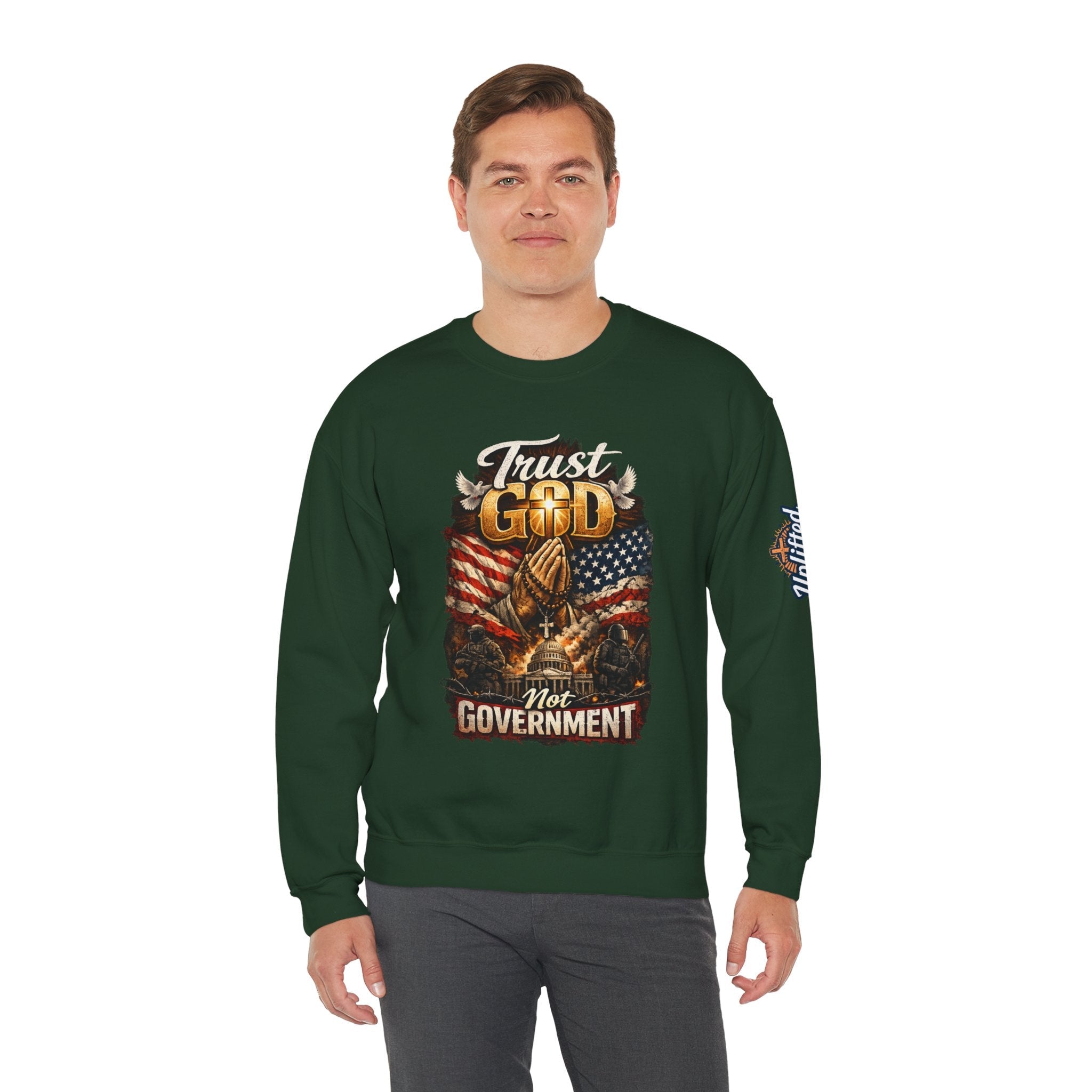 Trust God Not Government Sweatshirt — Vintage Patriotic Christian Sweatshirt Printify