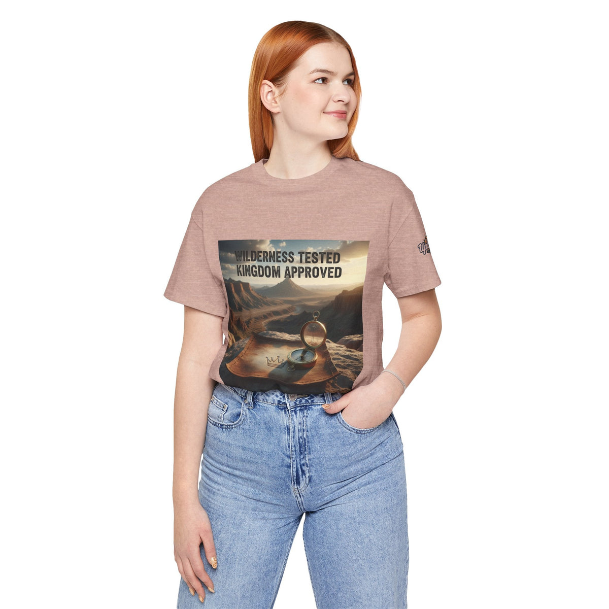 Wilderness Tested Kingdom Approved T-shirt – Mountain Desert Compass Crown Christian T-shirt for Biblical Adventure Faith Printify