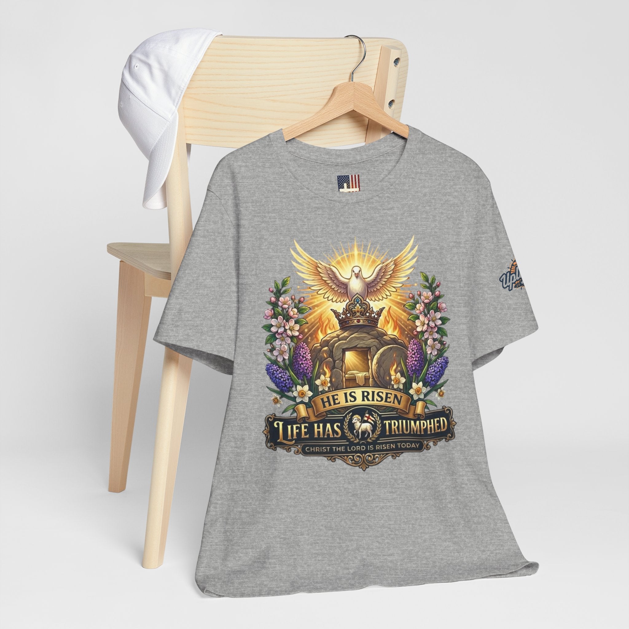 He Is Risen "Life Has Triumphed" T-Shirt — Easter Resurrection Christian Tee Printify