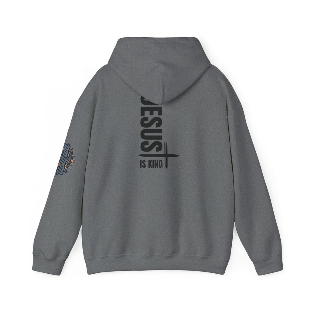 Jesus Is King Hoodie | Modern Typographic Cross Christian Hoodie Printify