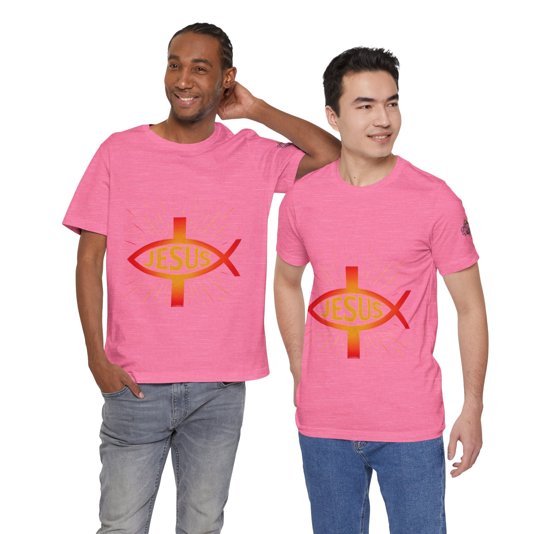 Jesus Ichthys T-shirt – Christian Fish Symbol with Cross & Jesus Inscription T-shirt for Eternal Faith & Streetwear Printify