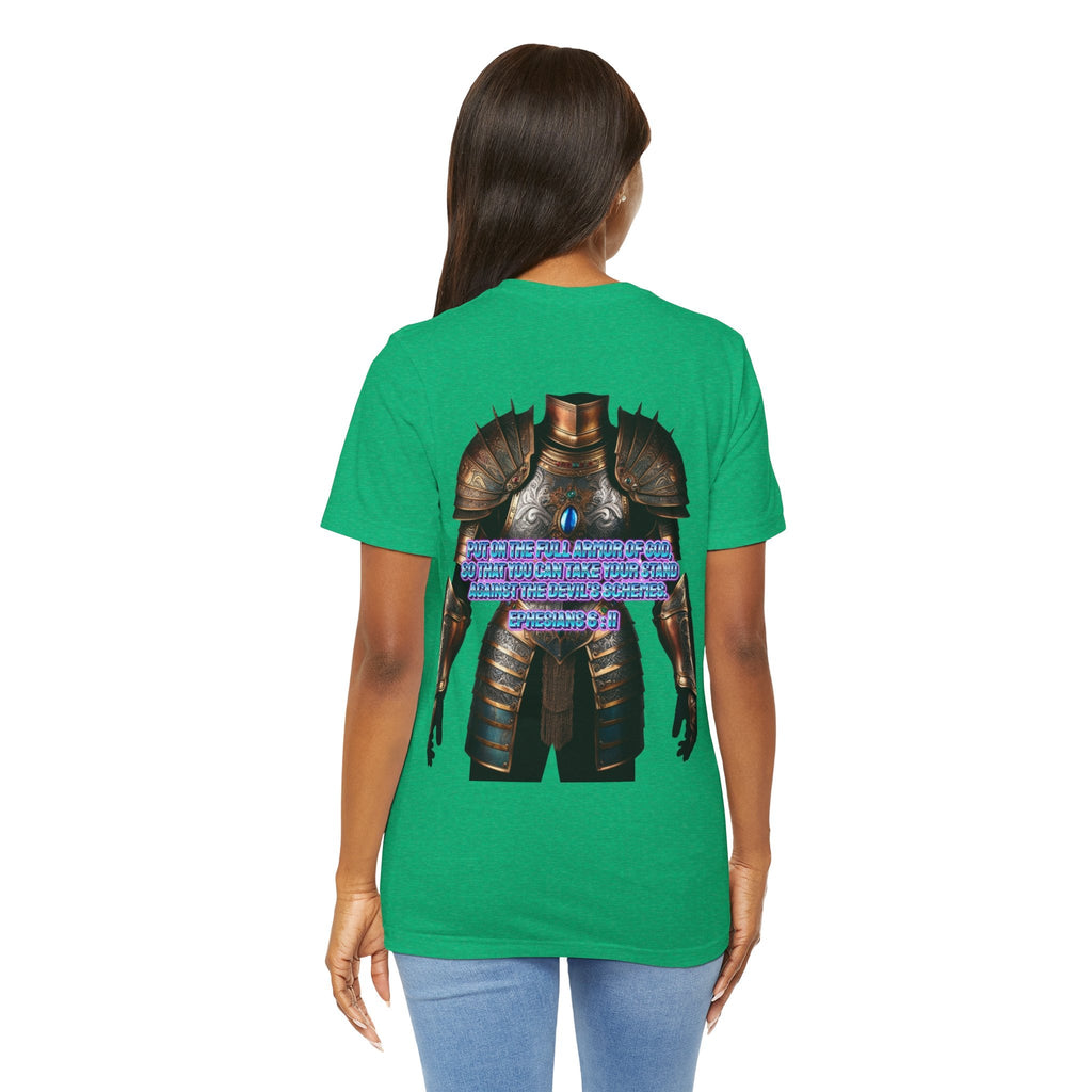 Religious Graphic Tee with Armor Of God Design Unisex Jersey Short Sleeve Tee Printify