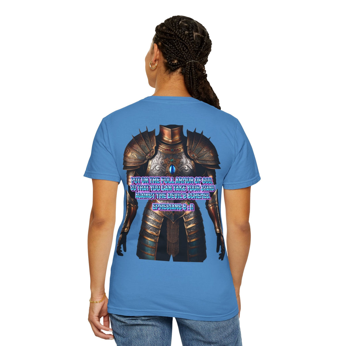 Religious Graphic Tee with Armor Of God Design - Unisex Garment-Dyed T-shirt Printify