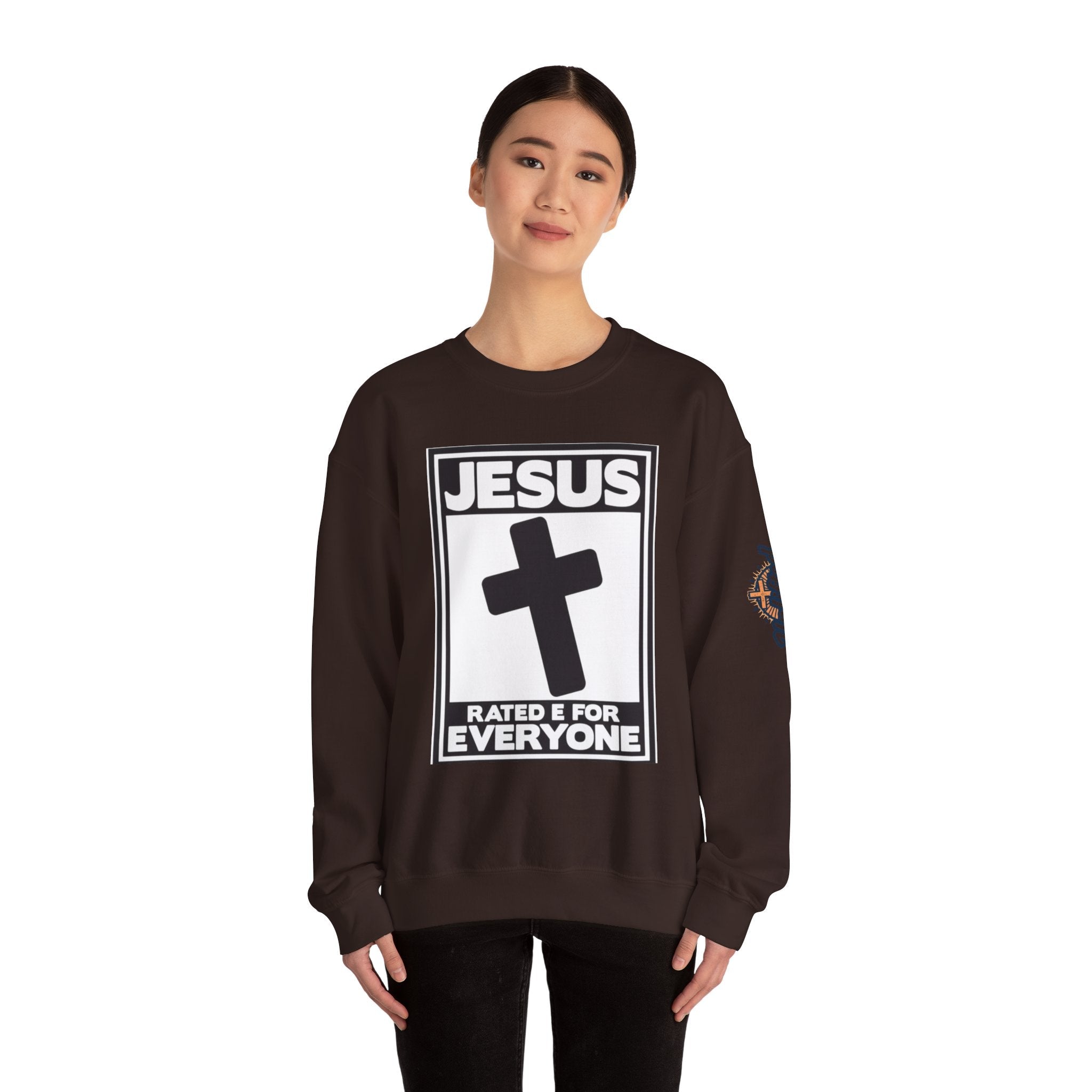 Jesus, Rated E for Everyone Sweatshirt - Gamer Faith Sweatshirt - Christian Video Game Parody Printify