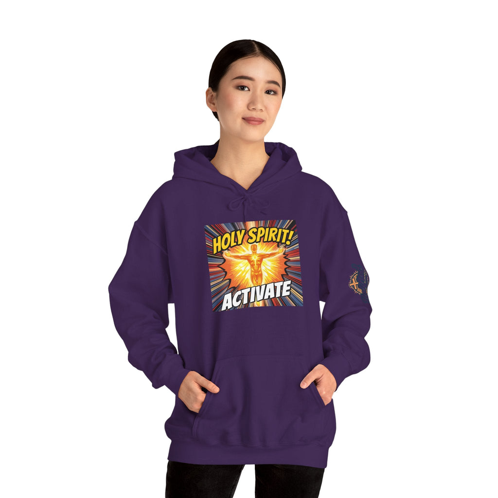 Holy Spirit Activate Hoodie – Superhero Christian Sweatshirt with Vibrant Power-Up Design for Faith-Fueled Boldness Printify