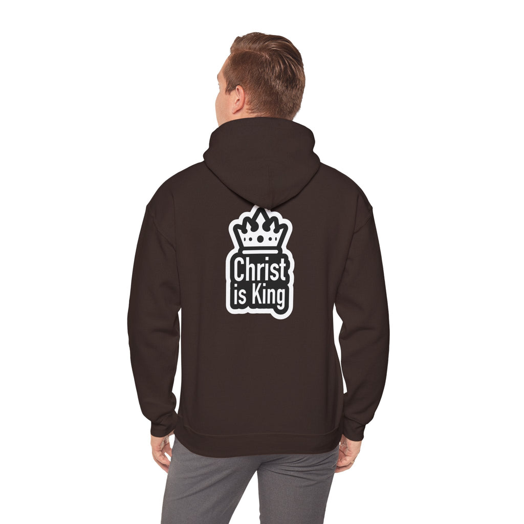 Christ is King Hoodie – Bold Crown & Cross Christian Sweatshirt for Unshakable Faith Printify