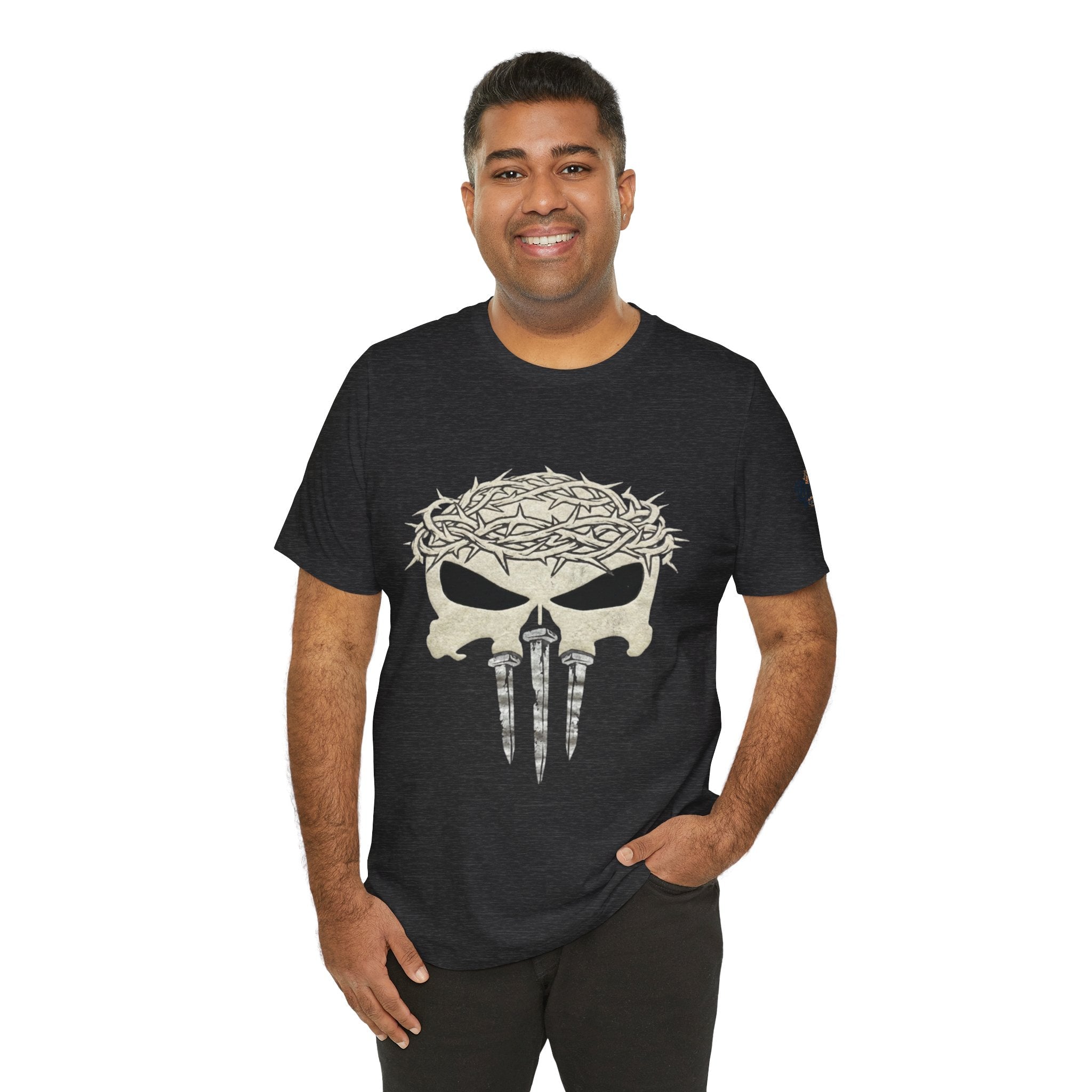 Christian Skull T-shirt - Crown of Thorns & Nails - Warrior Faith T-shirt Printify