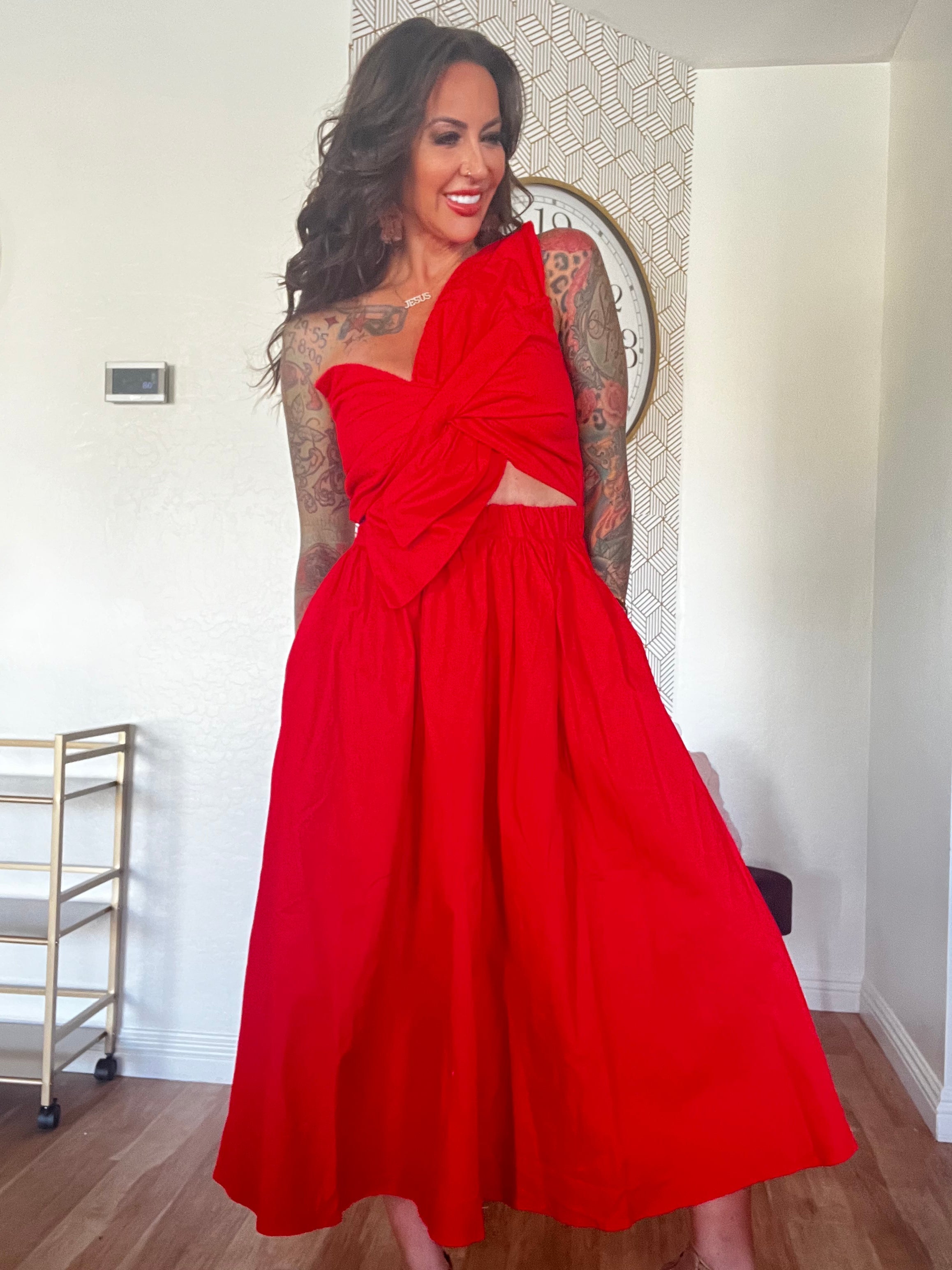 Red Knotted Bow Dress Pretty Little Patriot