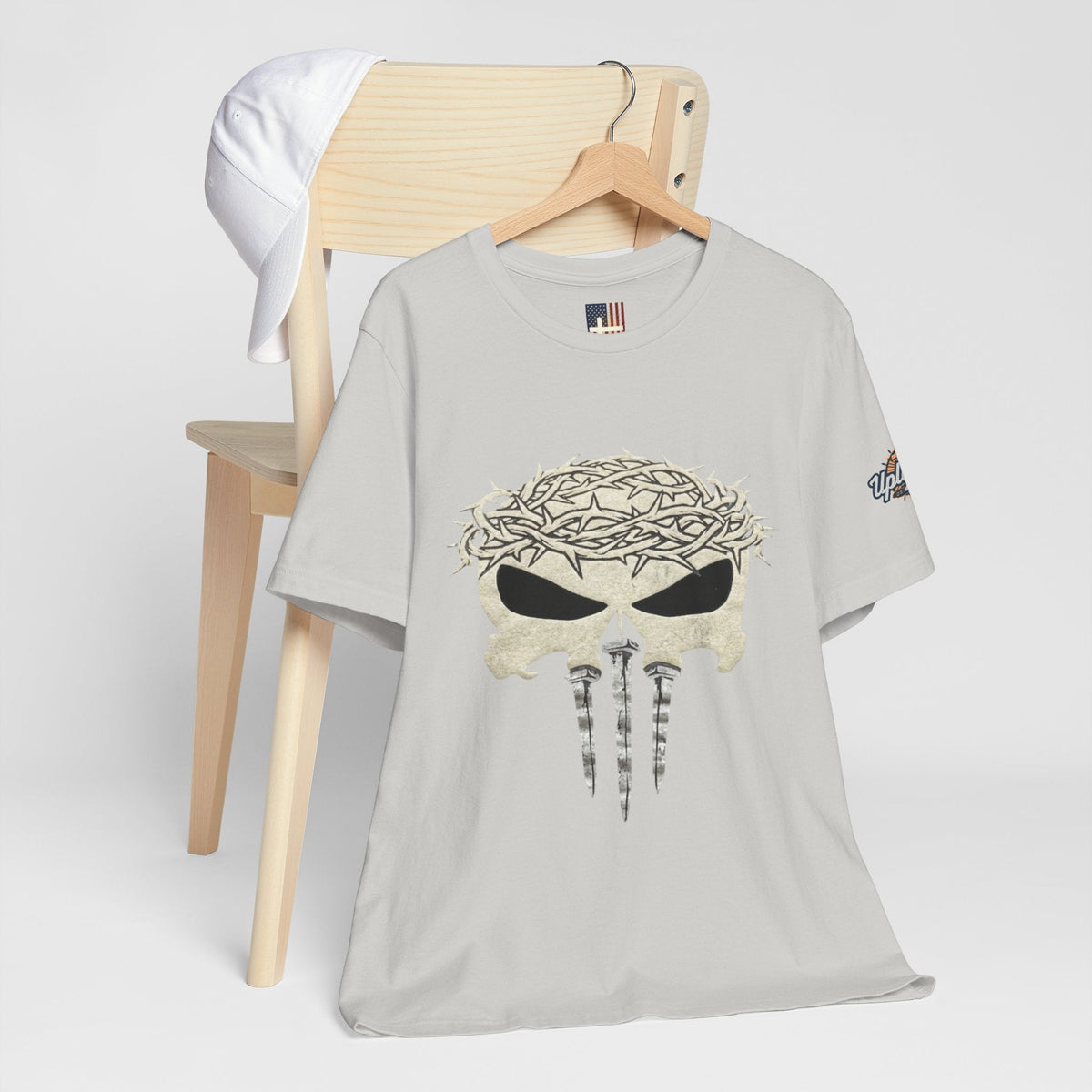 Christian Skull T-shirt - Crown of Thorns & Nails - Warrior Faith T-shirt Printify