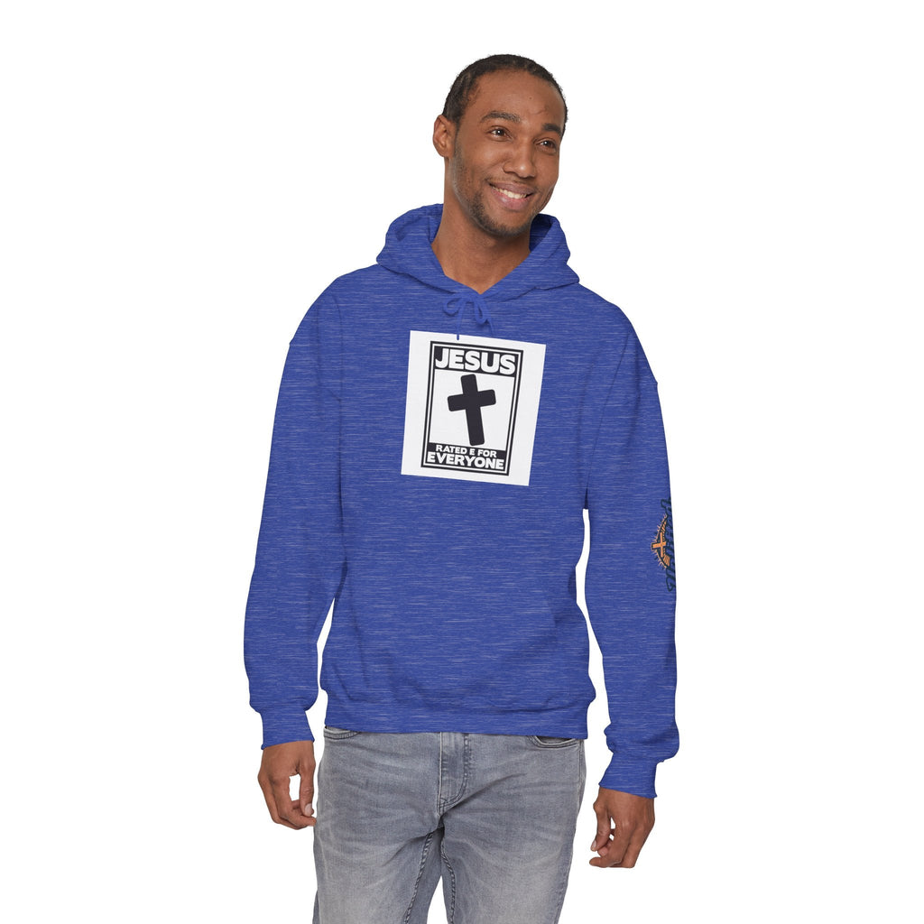 Jesus, Rated E for Everyone Hoodie - Gamer Faith Hoodie - Christian Video Game Parody Printify