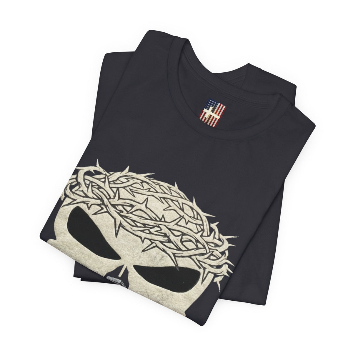Christian Skull T-shirt - Crown of Thorns & Nails - Warrior Faith T-shirt Printify