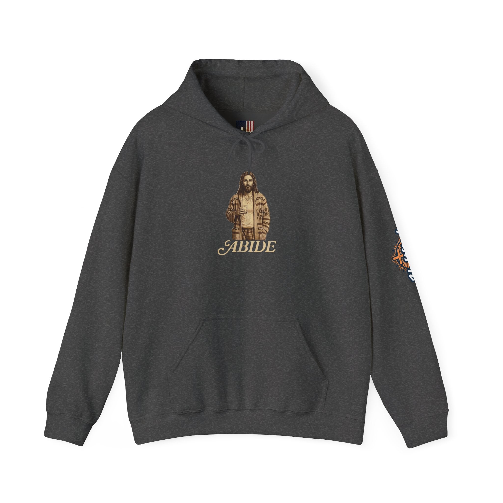 Abide Jesus Hoodie — Vintage 'The Dude' Religious Graphic Hoodie Printify