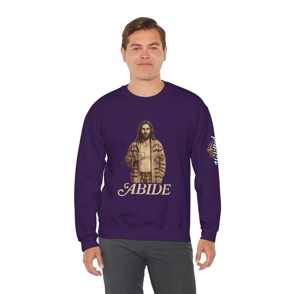 Abide Jesus Sweatshirt — Vintage 'The Dude' Religious Graphic Sweatshirt Printify