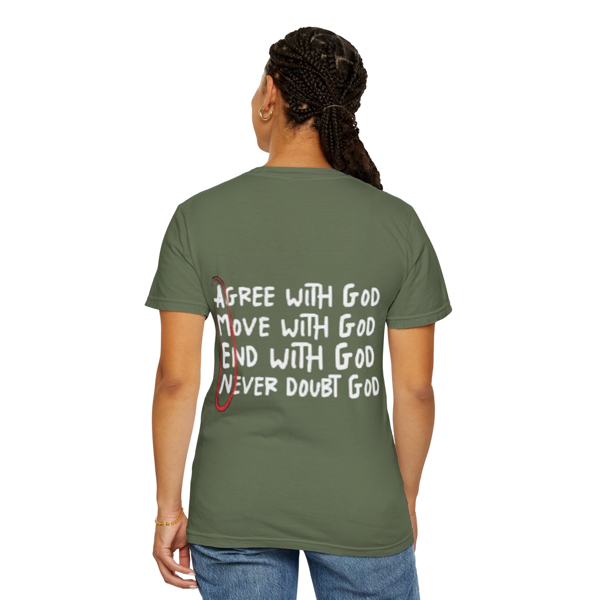 AMEN Acronym T-Shirt – Always Agree with God Move with God End with God Never Doubt God Christian Tee for Unwavering Faith Printify