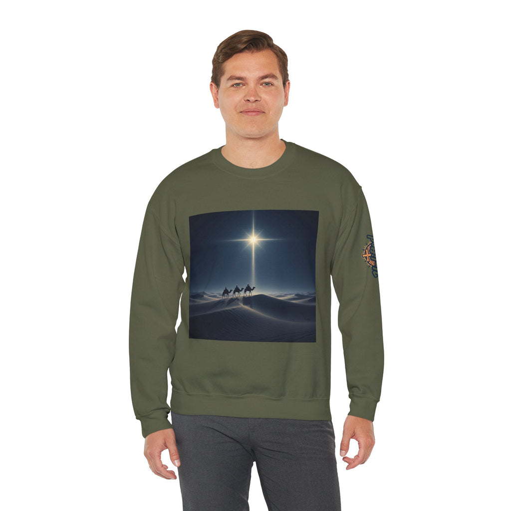 3 Wise Men Sweatshirt – Magi Camels Nativity Journey Christian Christmas Sweatshirt for Epiphany Faith & Holy Night Printify