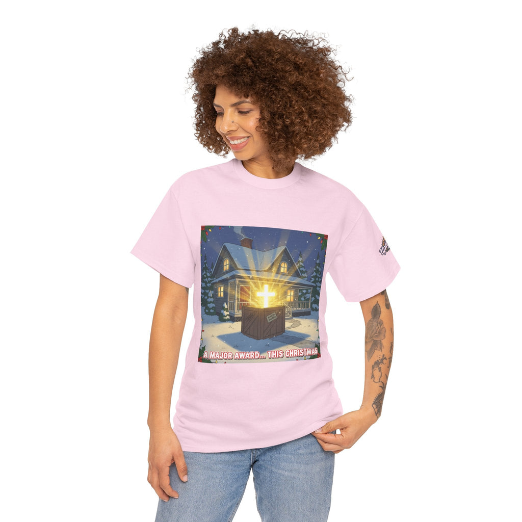 A Major Award This Christmas T-shirt – Fragile Leg Lamp Parody Cross Unboxing Christian T-shirt for Hilarious Faith & Holiday Glow Printify