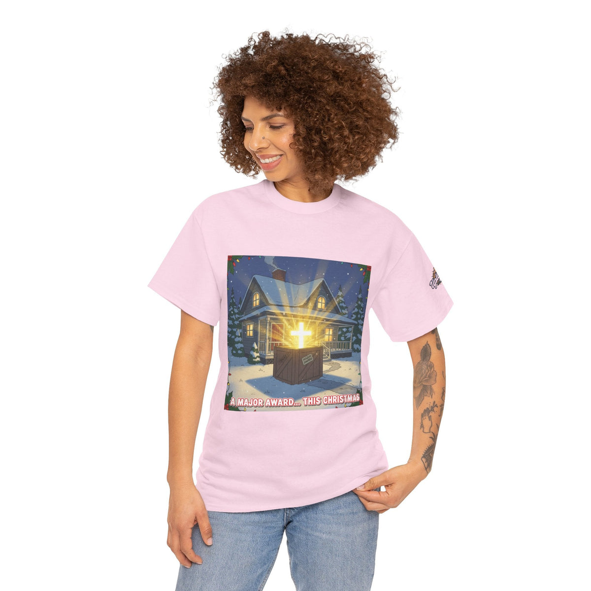 A Major Award This Christmas T-shirt – Fragile Leg Lamp Parody Cross Unboxing Christian T-shirt for Hilarious Faith & Holiday Glow Printify