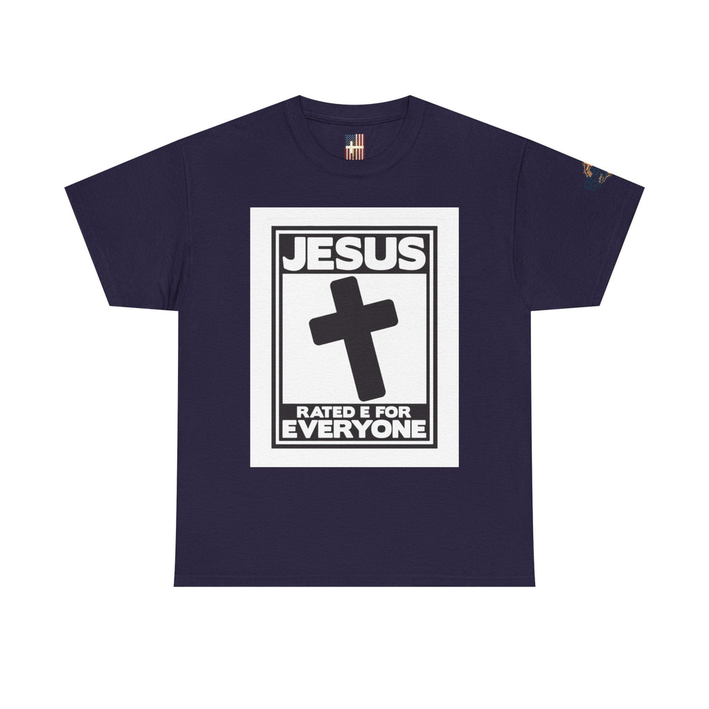 Jesus, Rated E for Everyone T-shirt - Gamer Faith T-shirt - Christian Video Game Parody Printify
