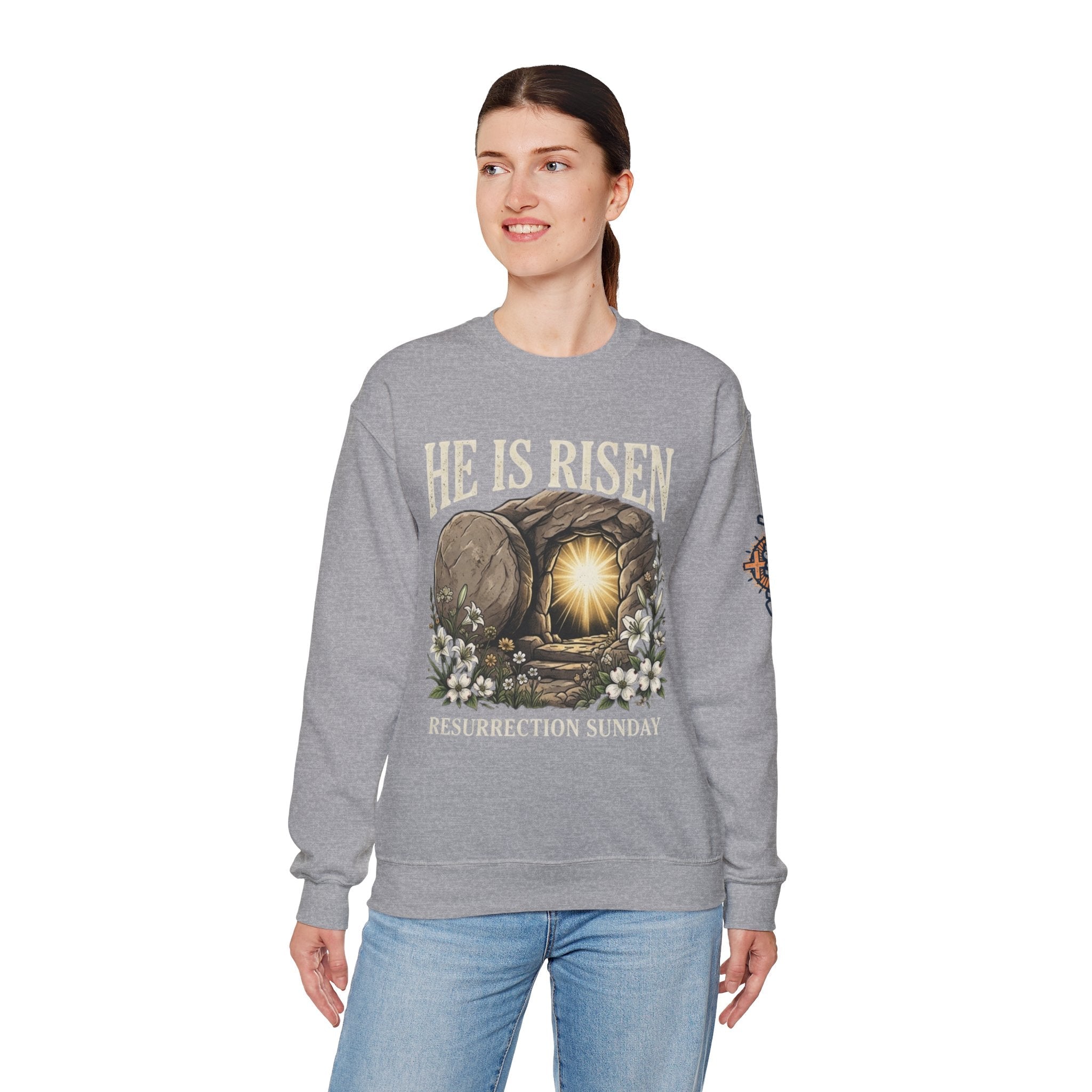 He Is Risen Sweatshirt — Jesus Christ Resurrection Easter Sweatshirt Printify