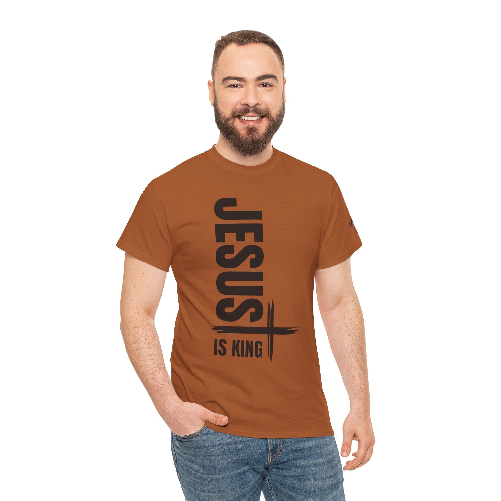 Jesus Is King T-shirt | Modern Typographic Cross Christian T-shirt Printify