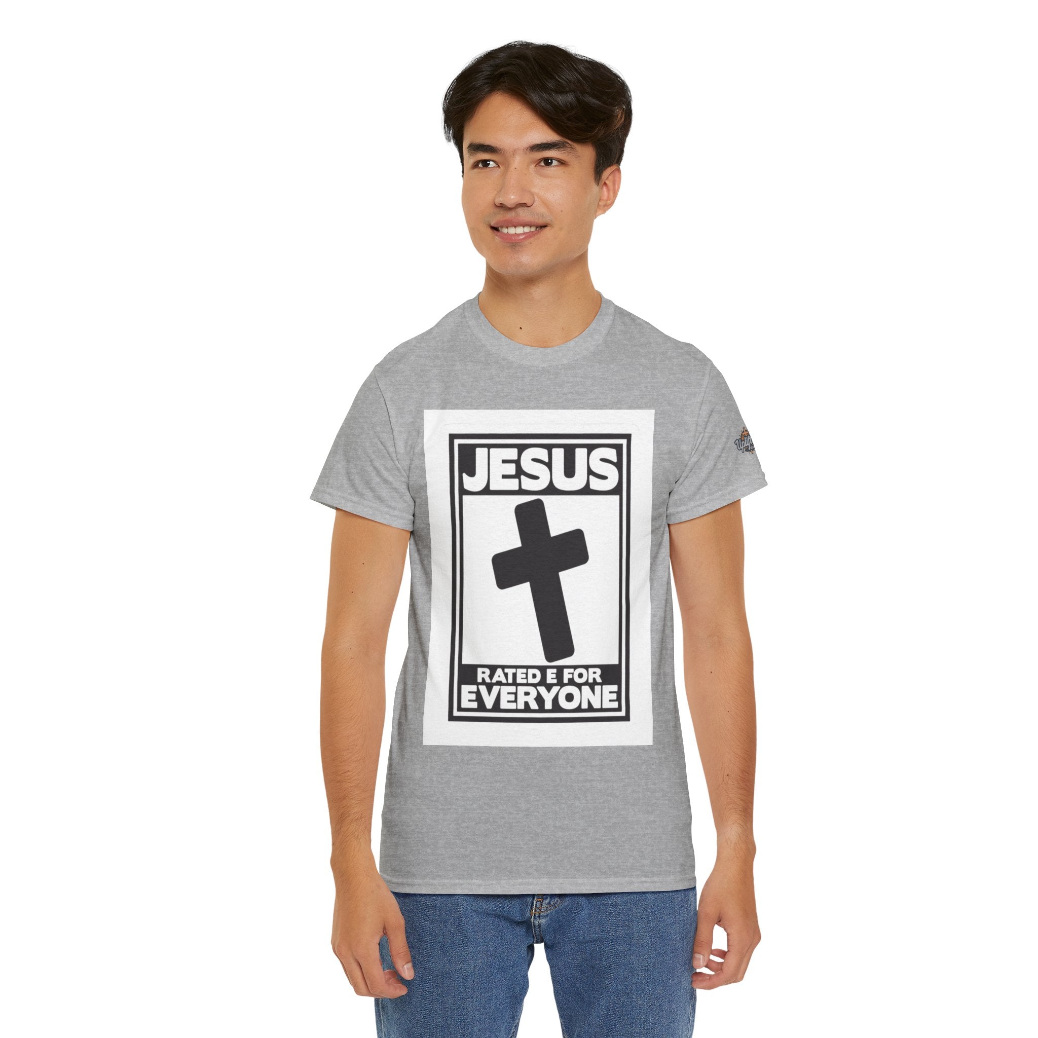 Jesus, Rated E for Everyone T-shirt - Gamer Faith T-shirt - Christian Video Game Parody Printify
