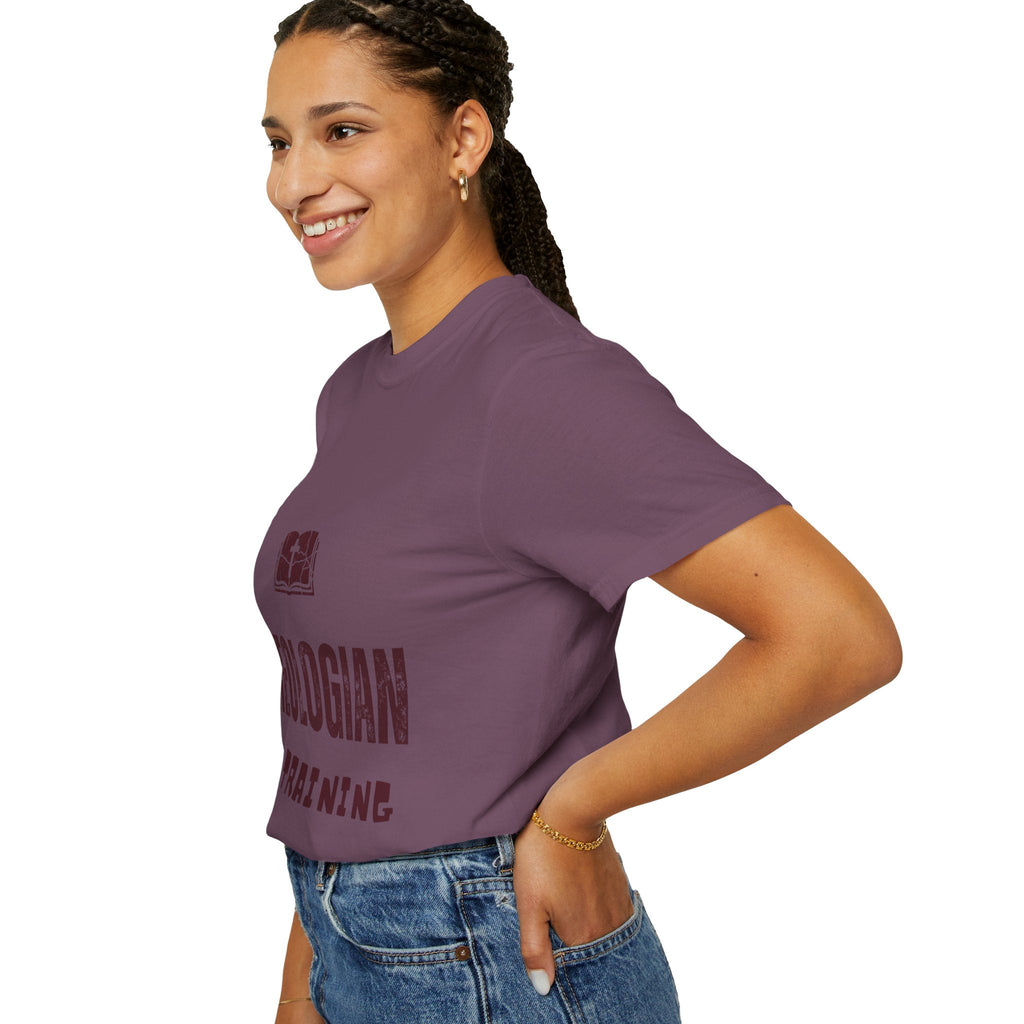 Theologian in Training T-Shirt – Open Bible & Cross Christian Tee for Faithful Learners Printify