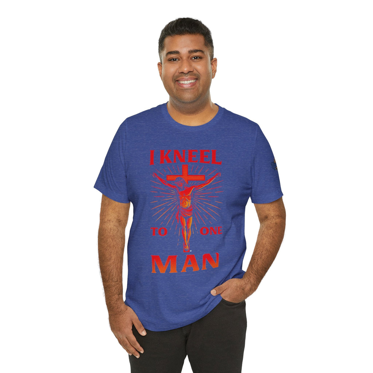 I Kneel to One Man T-shirt – Crucifixion Christian T-shirt for Unashamed Devotion & Bold Faith Printify