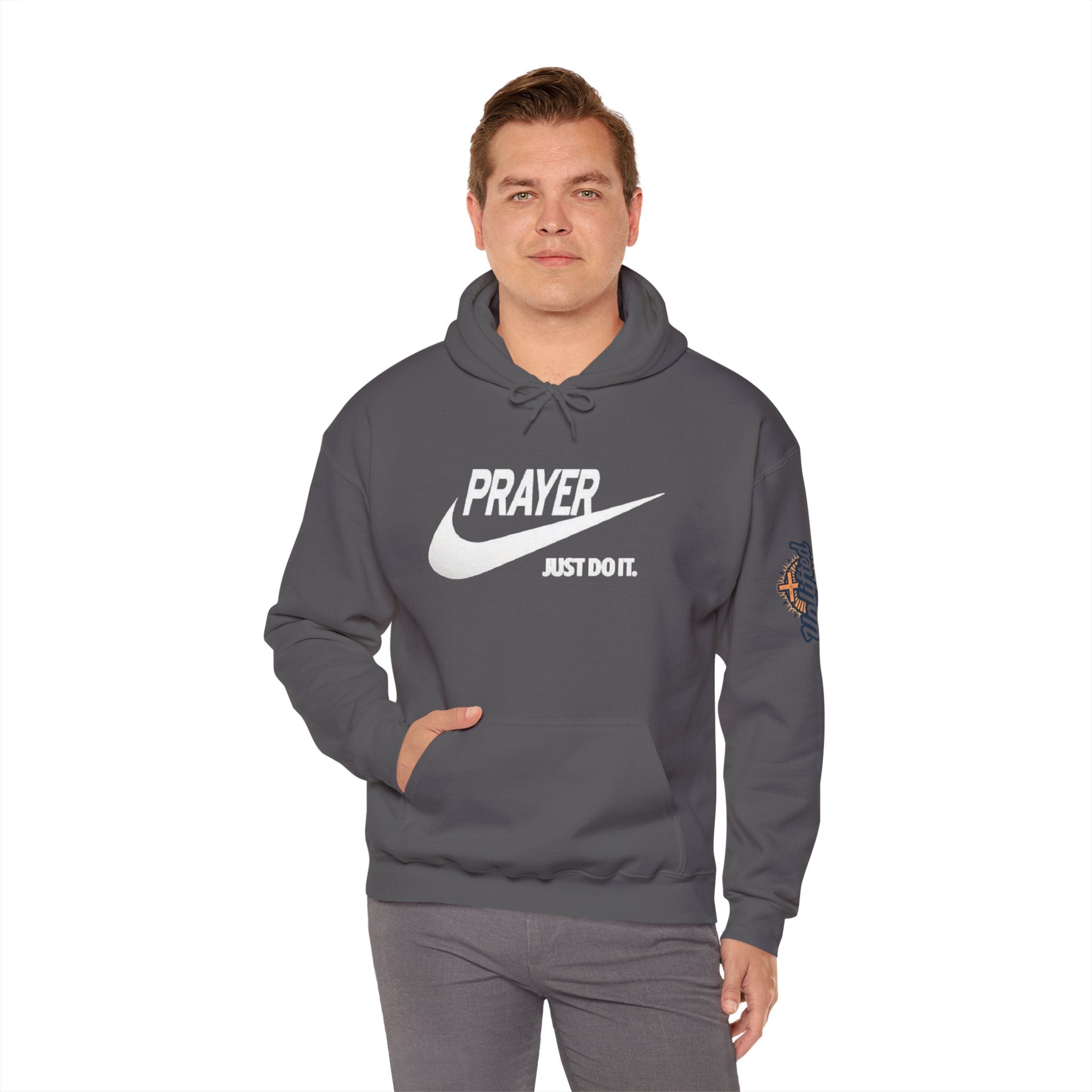Prayer Just Do It Hoodie - Funny Christian Nike Parody Hoodie - Faith Gear Printify