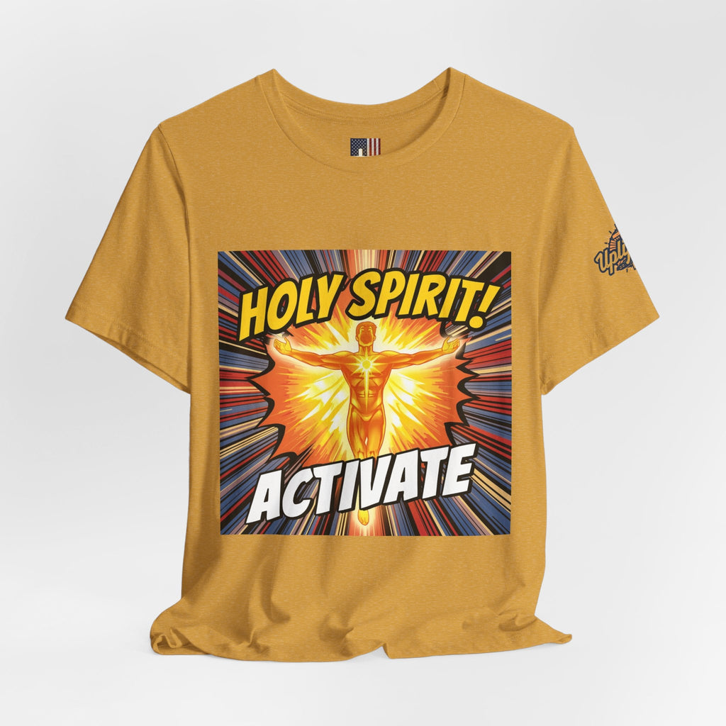 Holy Spirit Activate T-shirt – Superhero Christian T-shirt with Vibrant Power-Up Design for Faith-Fueled Boldness Printify