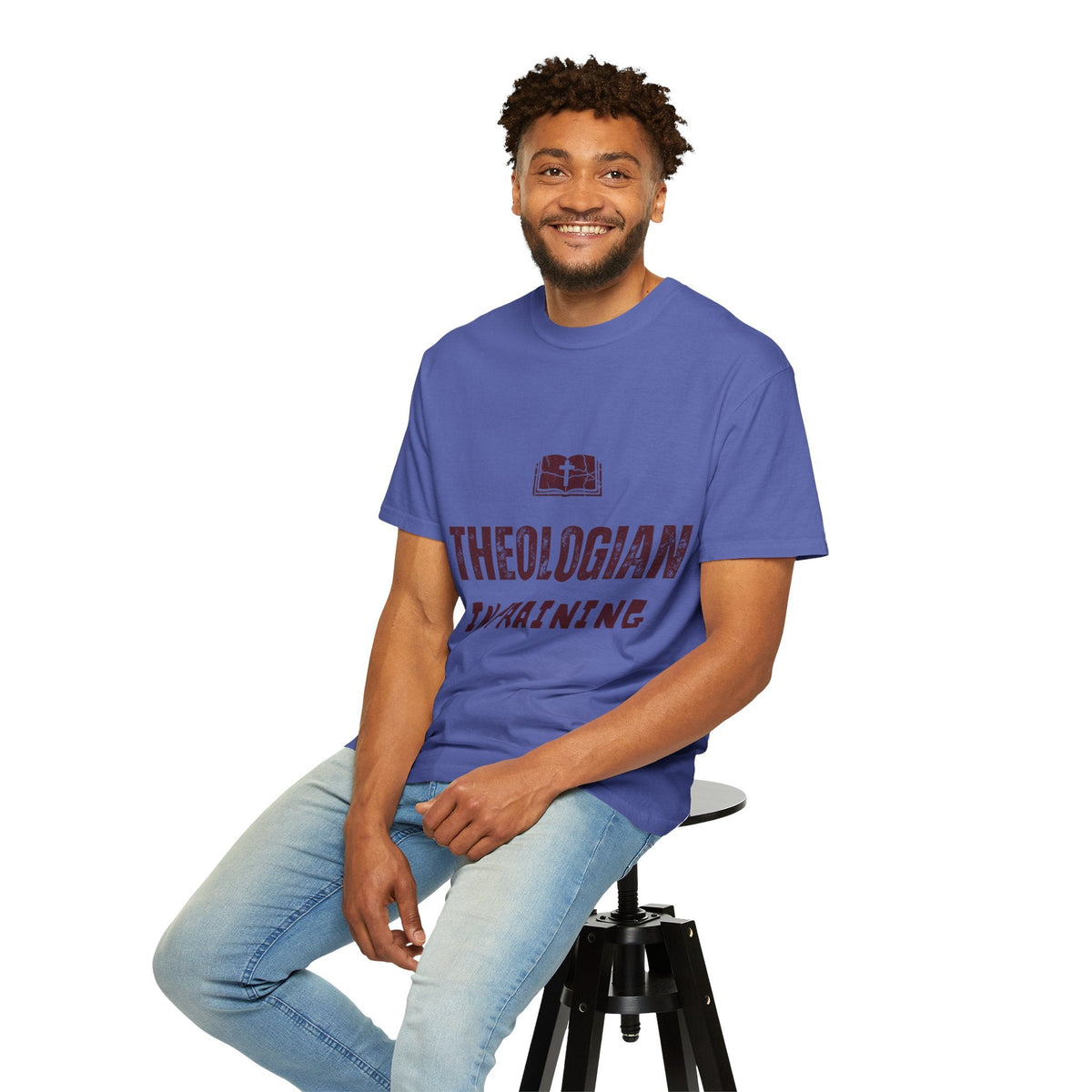 Theologian in Training T-Shirt – Open Bible & Cross Christian Tee for Faithful Learners Printify