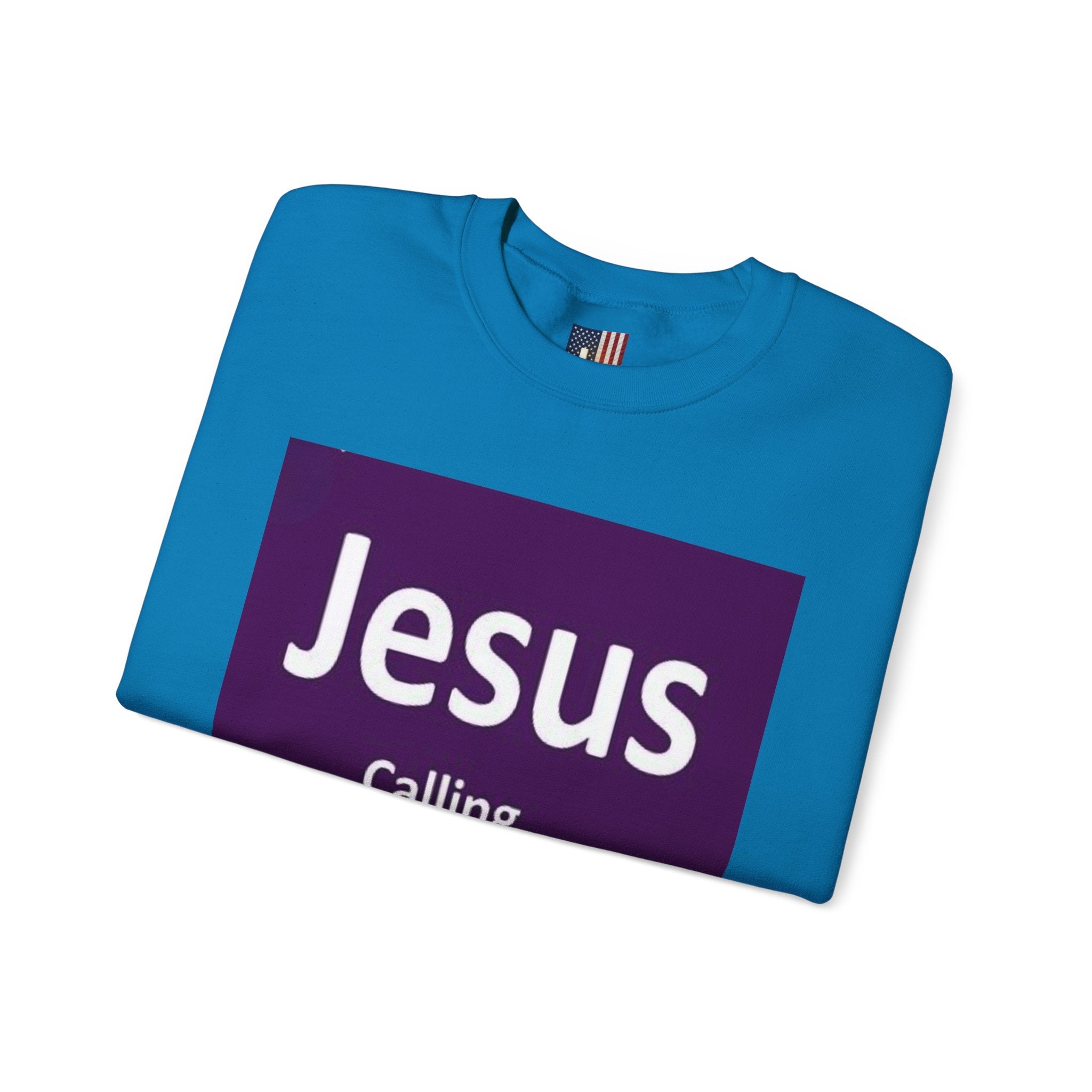 Jesus Calling Sweatshirt – Funny Cell Phone Screen Christian Sweatshirt for Divine Connection & Faith Humor Printify