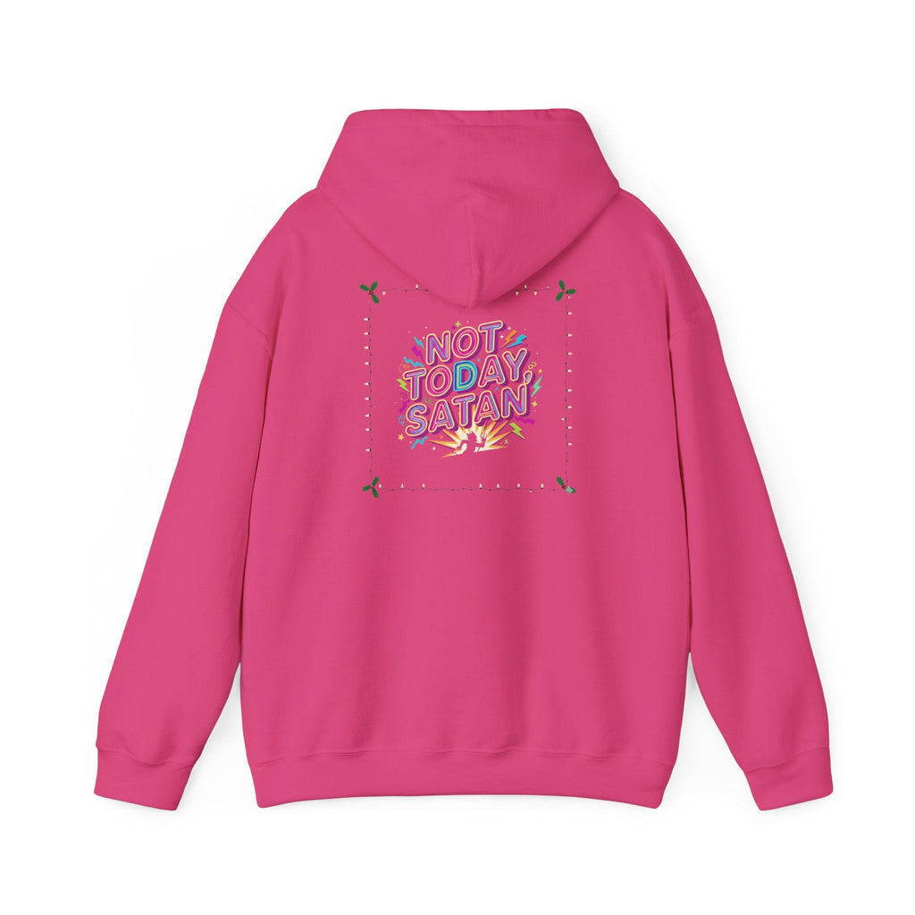 🔥 Not Today, Satan – Retro 90s Christian Hoodie | Neon Faith Tee | Funky Cartoon Devil | Bold Bible Verse Shirt | Uplifted Gear Printify