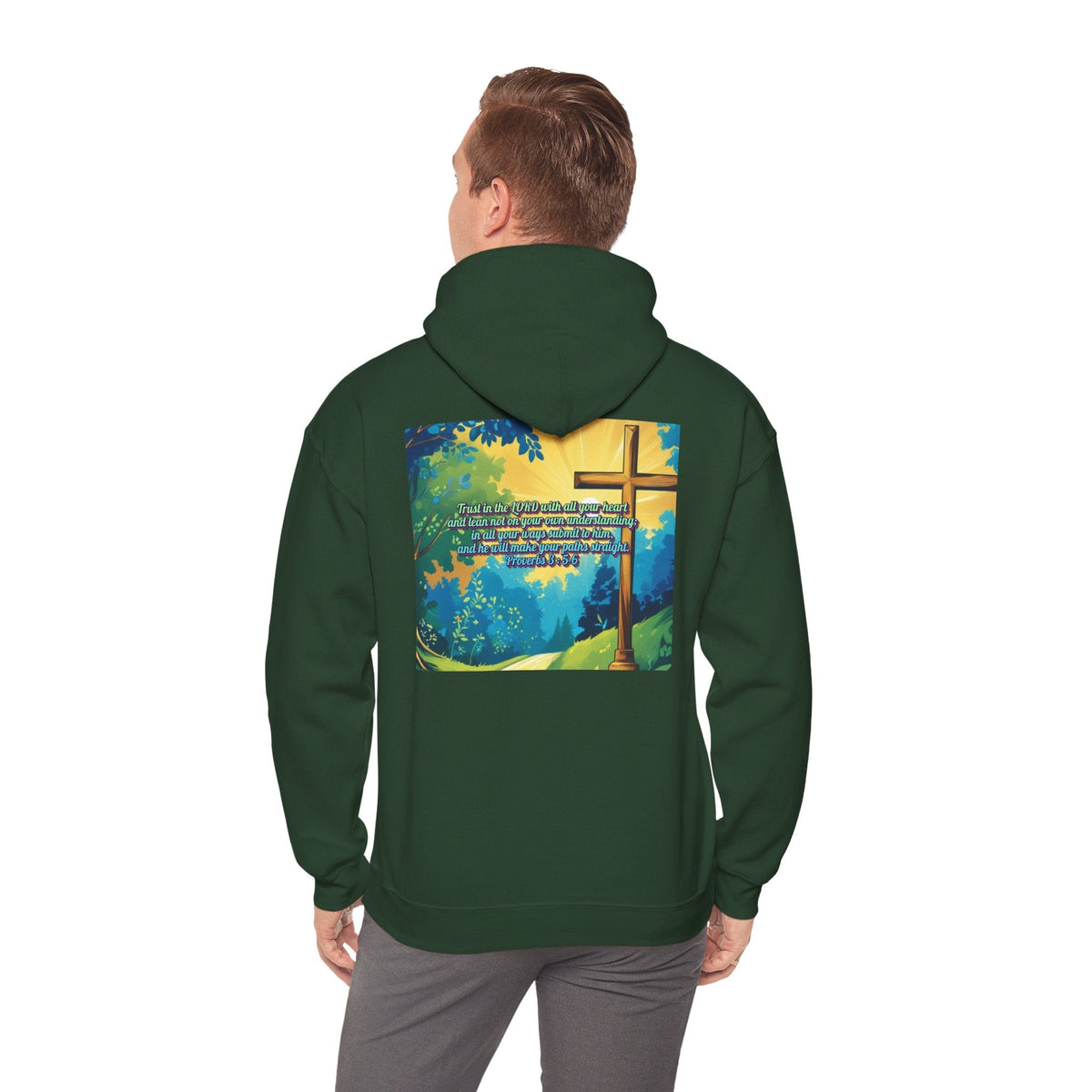 Trust in The Lord Proverbs 3:5-6 Biblical Design Unisex Heavy Blend™ Hooded Sweatshirt Printify
