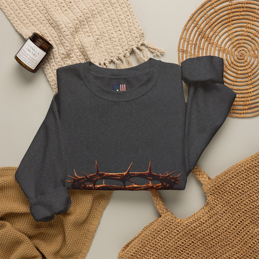 It Is Finished Crown of Thorns Sweatshirt — Christian John 19:30 Faith Sweatshirt Printify