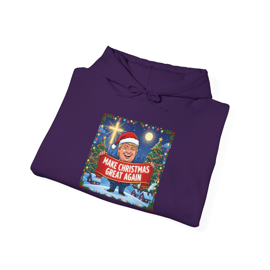 🎄 Make Christmas Great Again – Patriotic Christian Christmas Hoodie | Bold Holiday Faith Tee | Red & White Banner Design | Uplifted Gear Printify