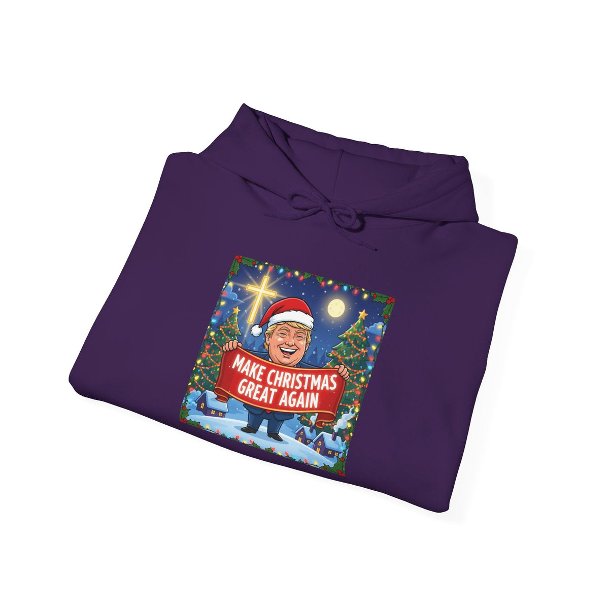 🎄 Make Christmas Great Again – Patriotic Christian Christmas Hoodie | Bold Holiday Faith Tee | Red & White Banner Design | Uplifted Gear Printify