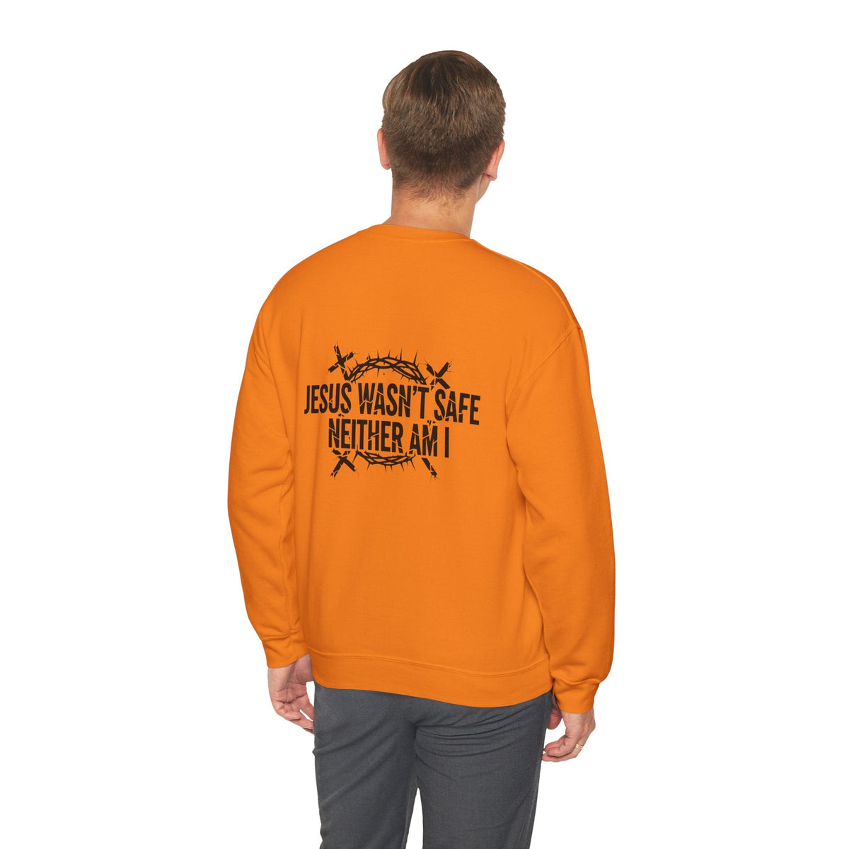 ⚡ Jesus Wasn’t Safe – Neither Am I | Bold Christian Sweatshirt | Storm-Walking Faith Tee | Minimalist Black & White Design | Uplifted Gear Printify
