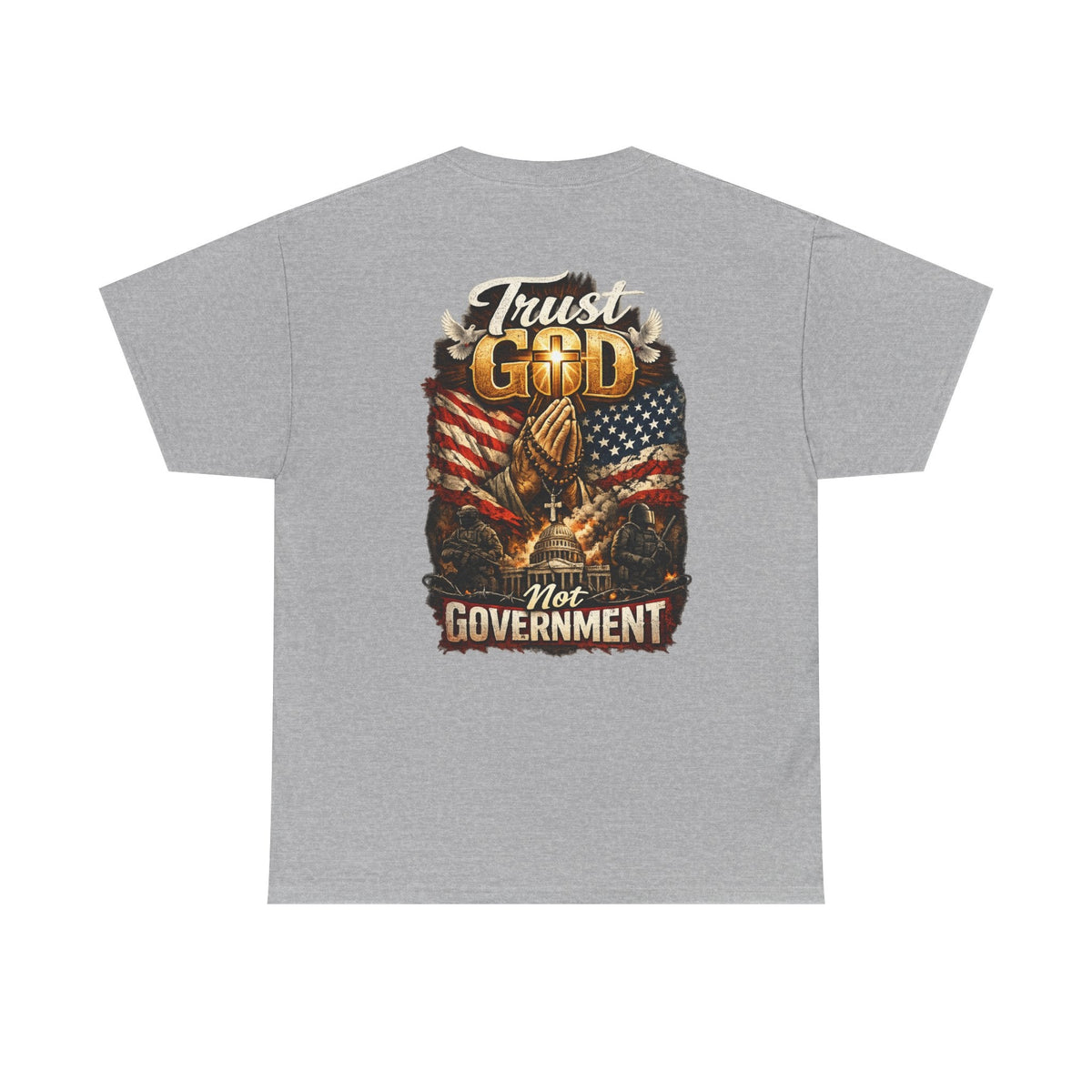 Trust God Not Government T-Shirt — Vintage Patriotic Christian Tee Printify